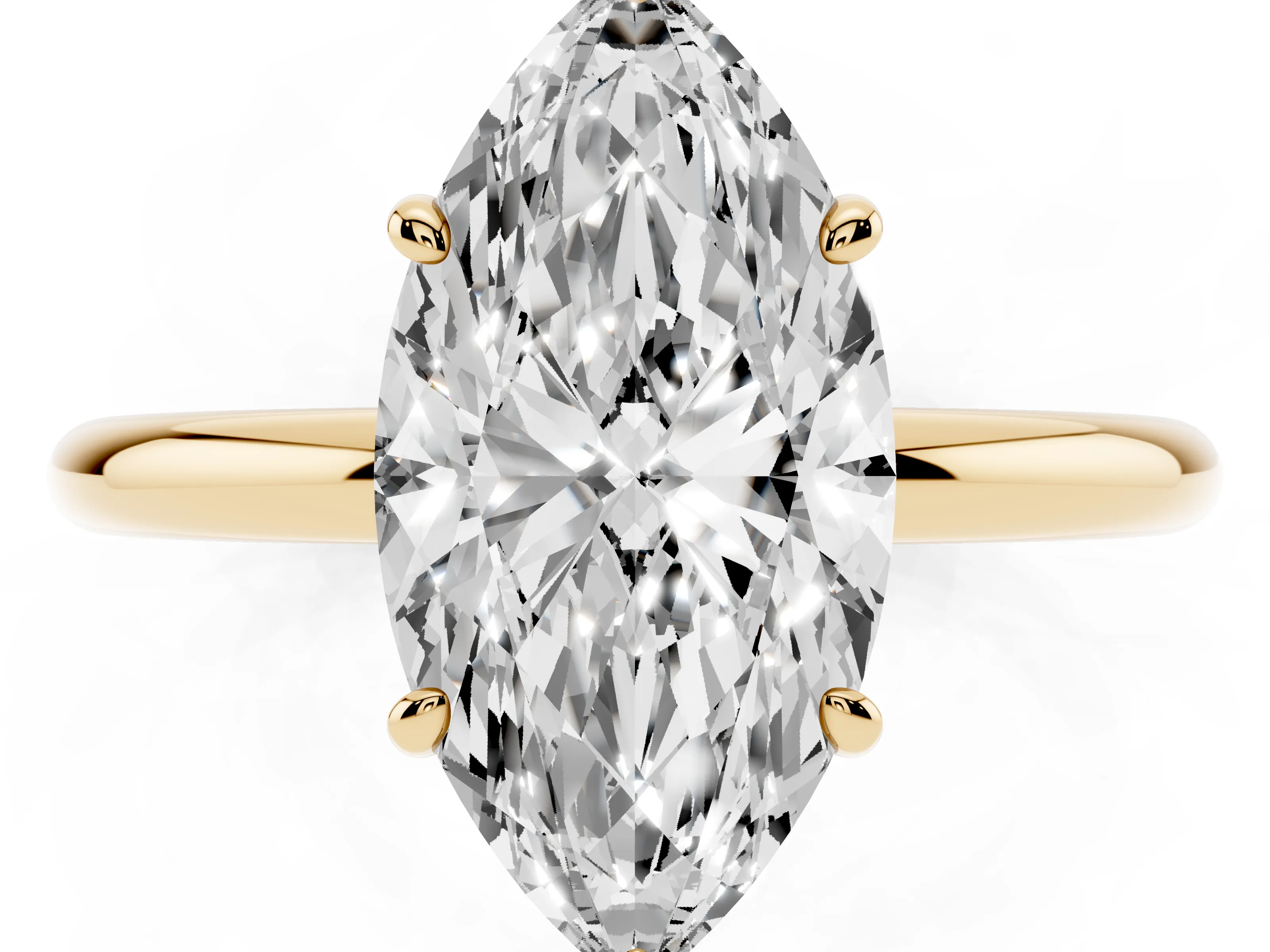 Oval Cut Diamond Solitaire Ring Set in Yellow gold with Prong Setting on a Polished Plain Band