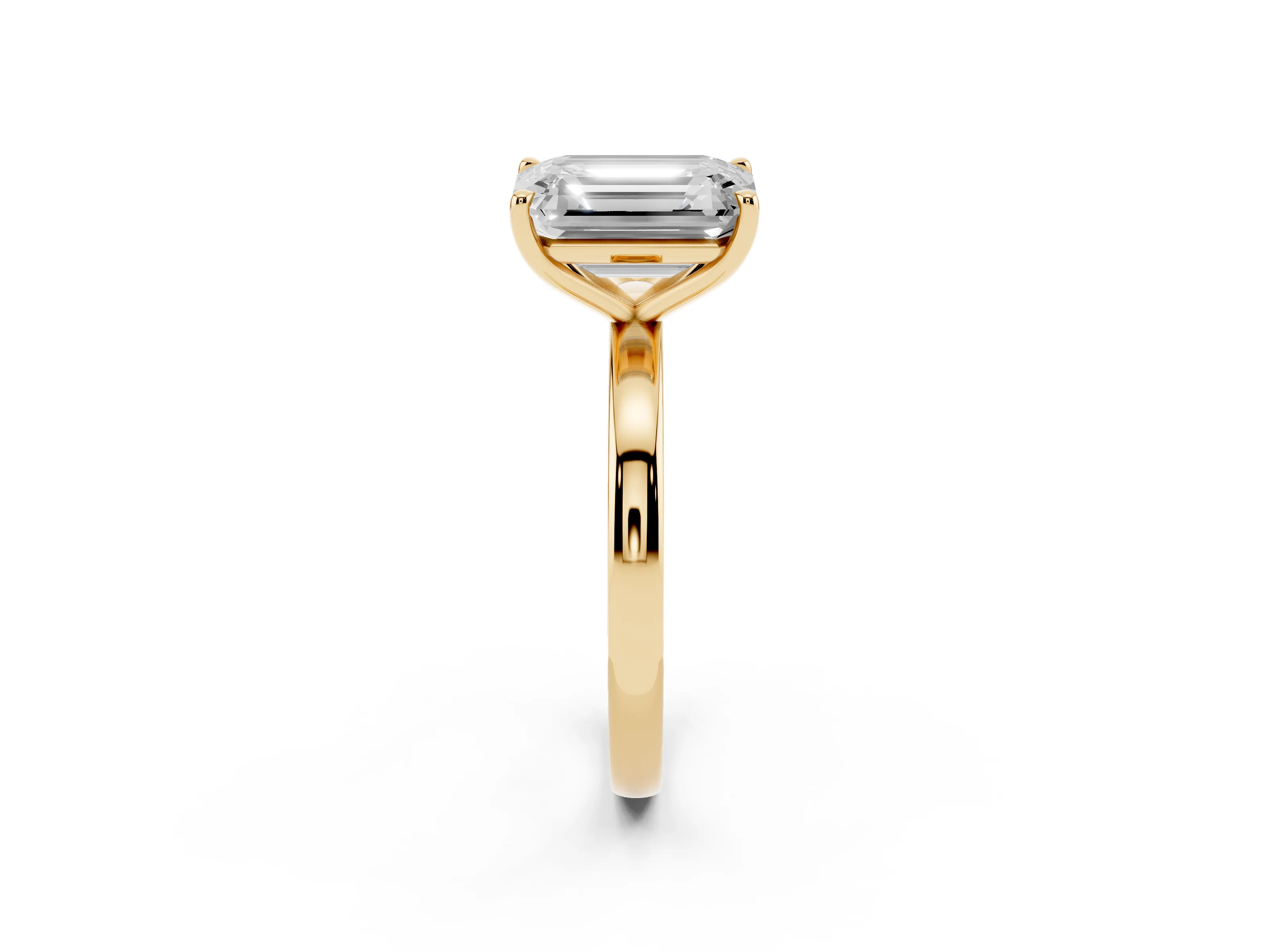 Fancy Yellow Oval Cut and Emerald Cut Toi Moi Ring Set in Yellow gold with Prong Setting