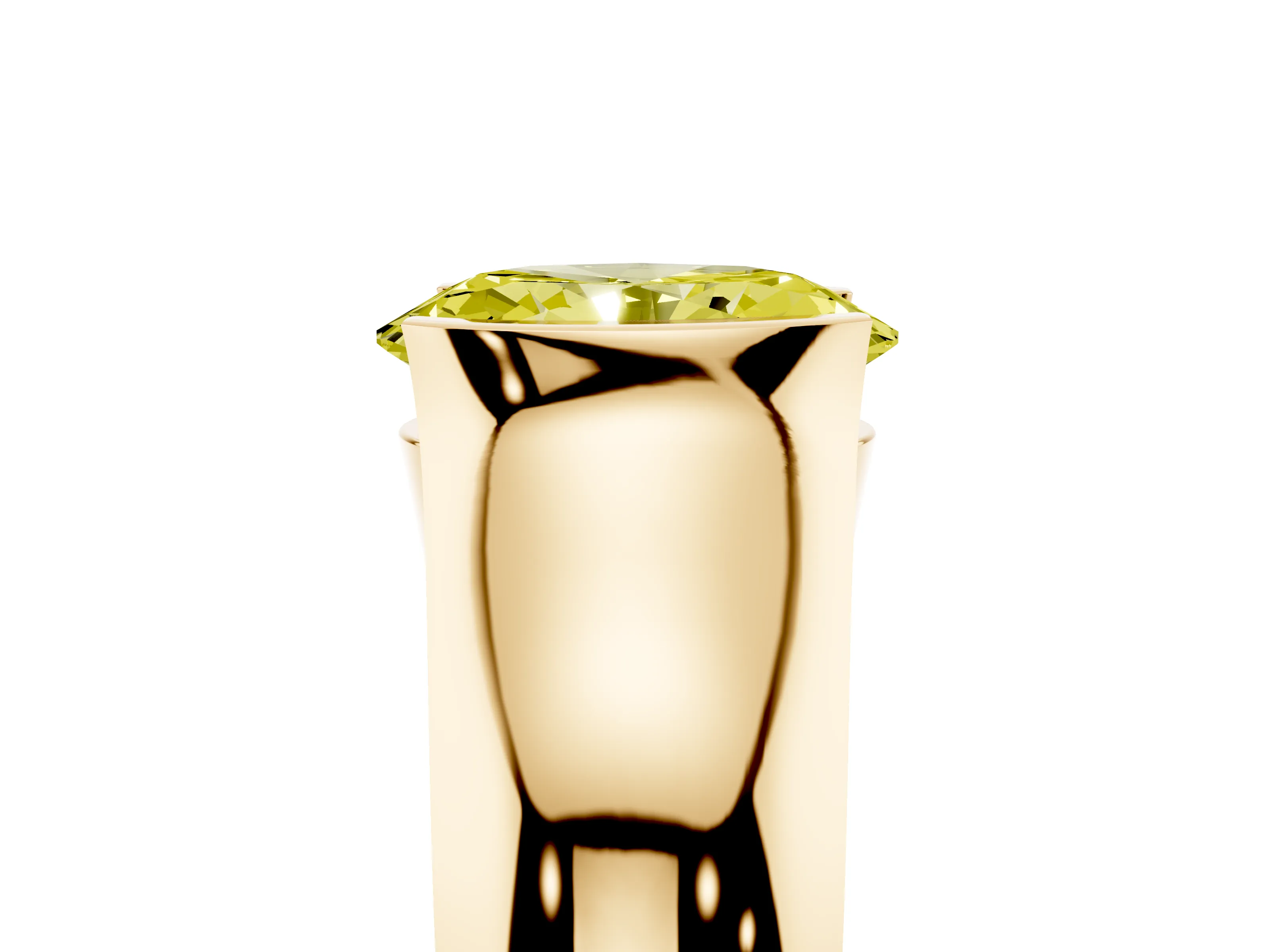 Fancy Yellow Oval Cut Diamond Bezel Solitaire Ring Set in Yellow gold with Wide Band