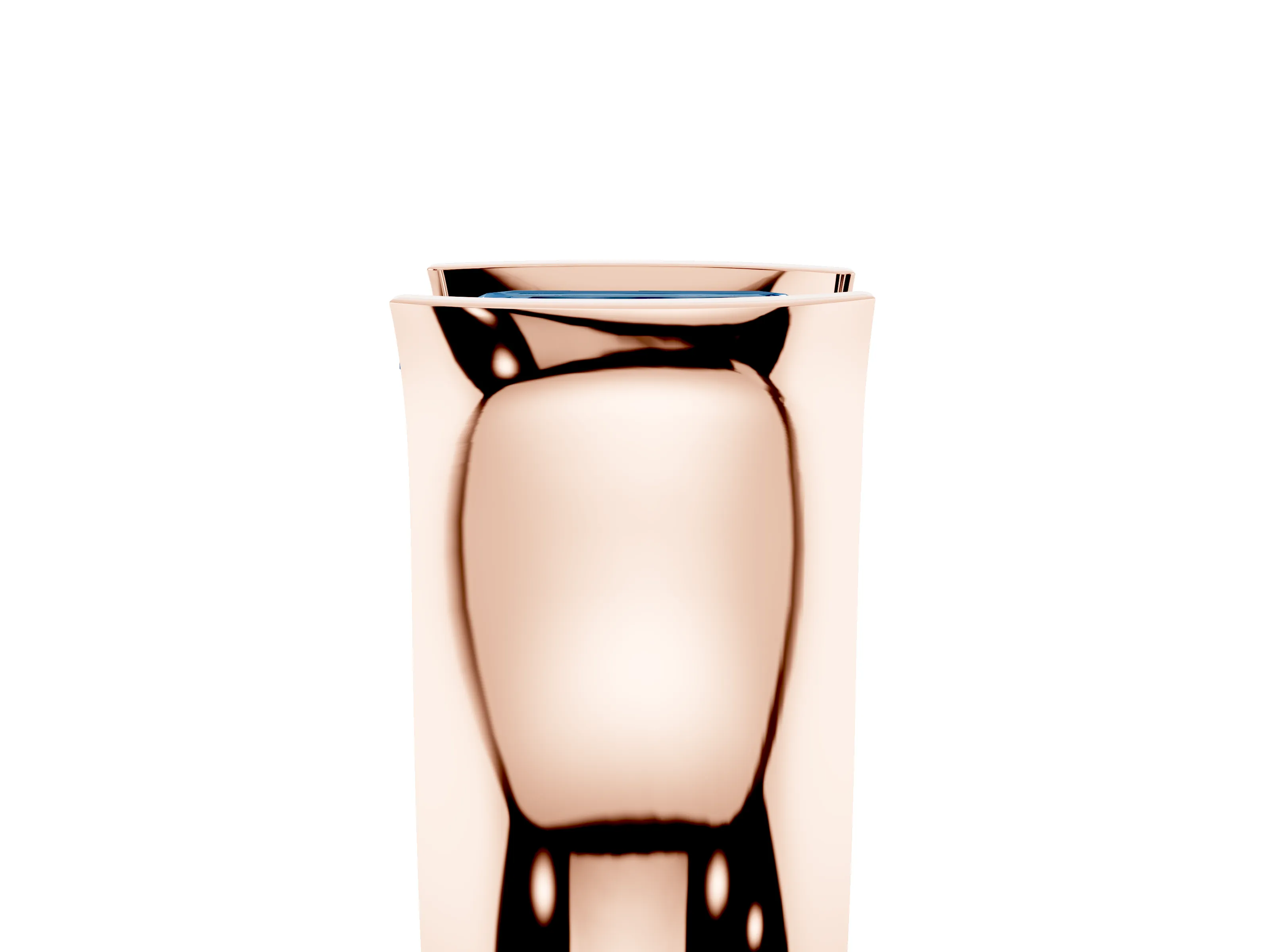 Fancy Blue Emerald Cut Diamond Bezel Solitaire Ring Set in Rose gold with Wide Band
