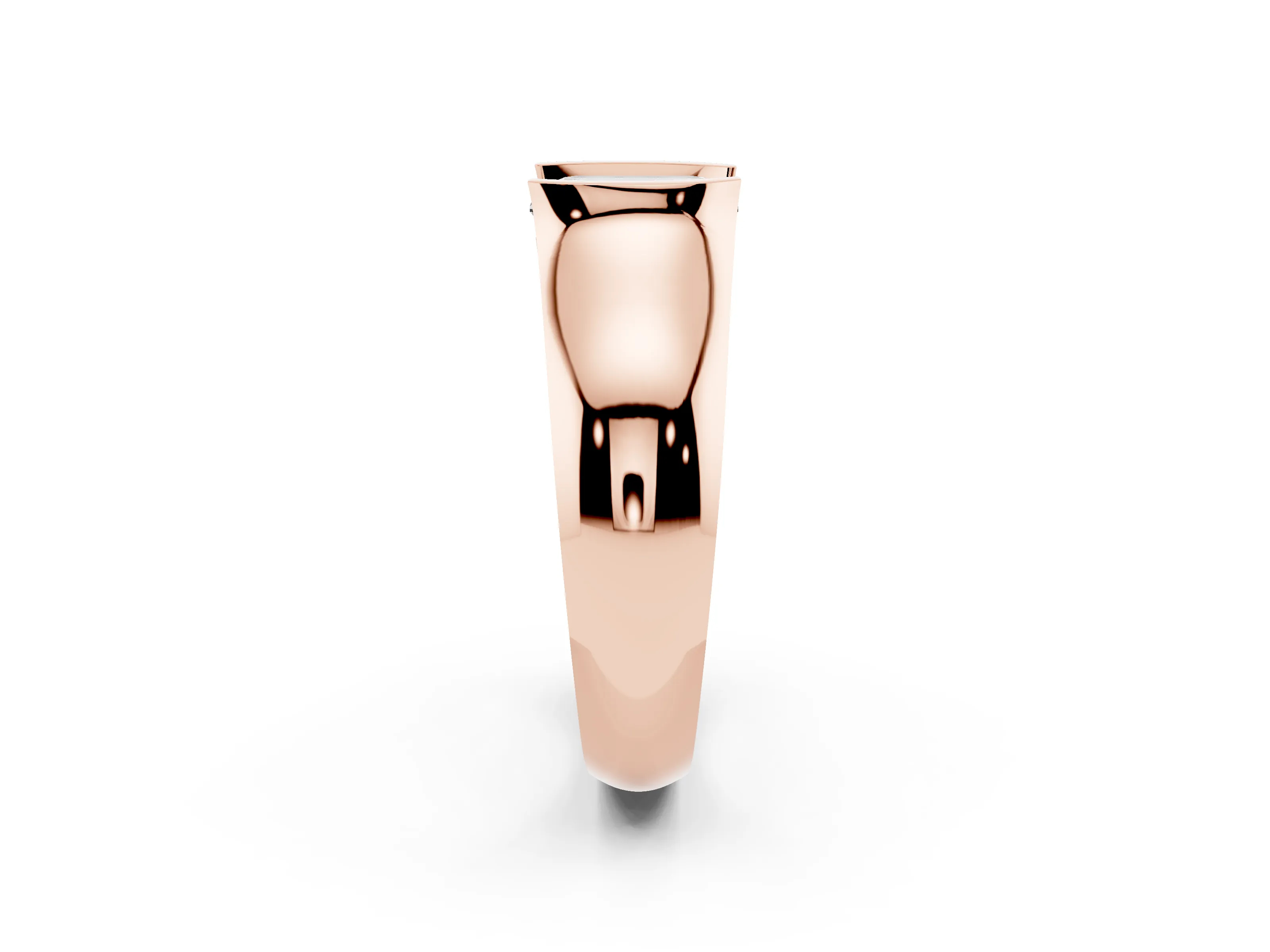 Emerald Cut Diamond Bezel Solitaire Ring Set in Rose gold with Wide Band