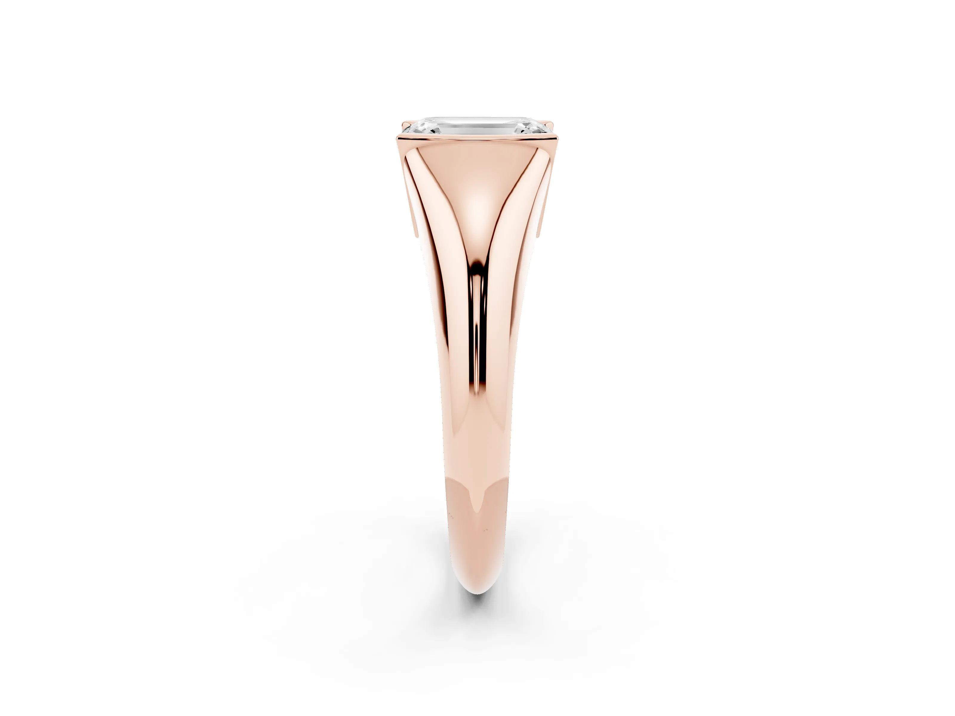 Emerald Cut Diamond Solitaire Tension Set Ring Set in Rose gold