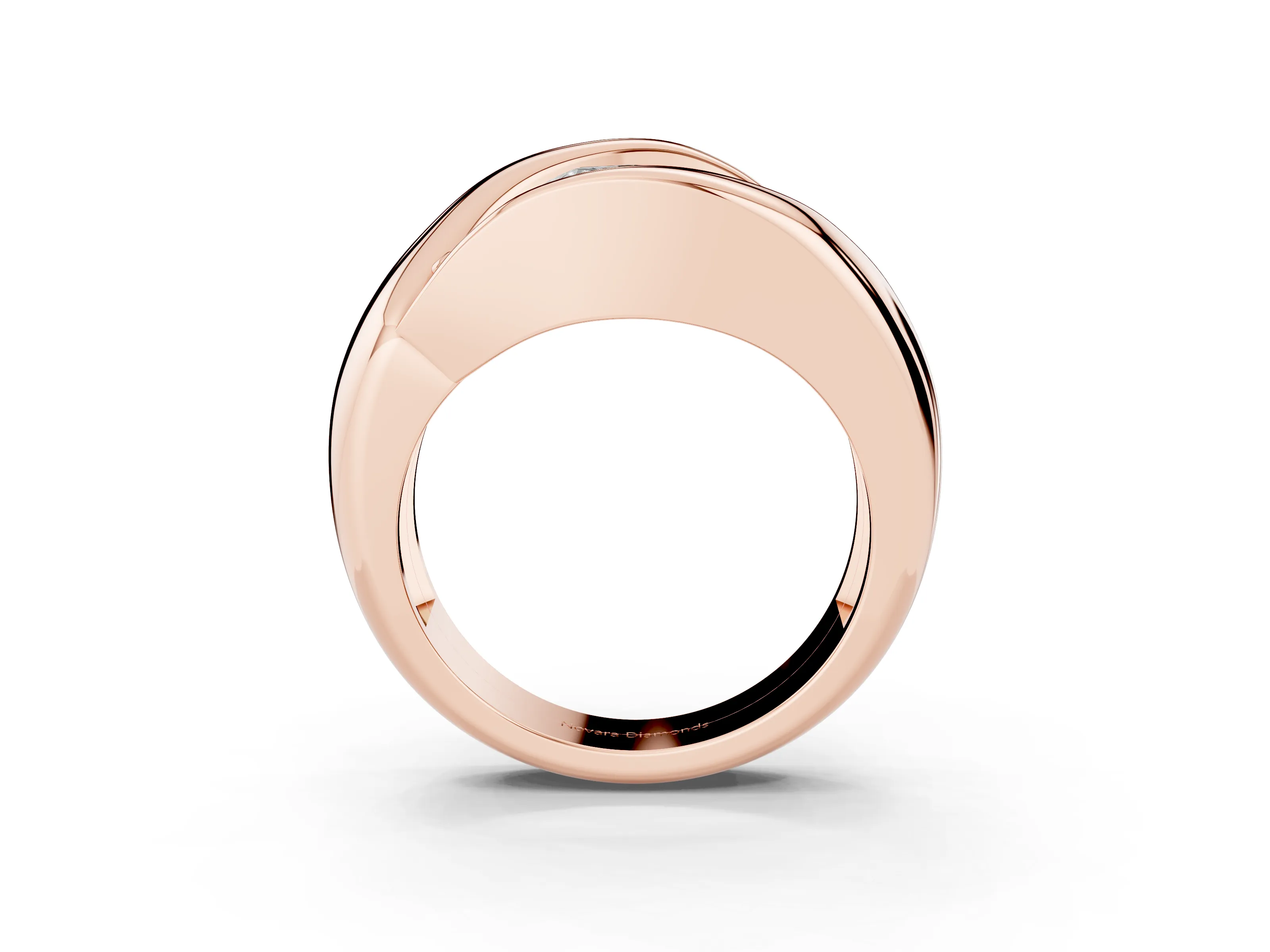 Emerald Cut Diamond Channel-Set Crossover Ring Set in Rose gold