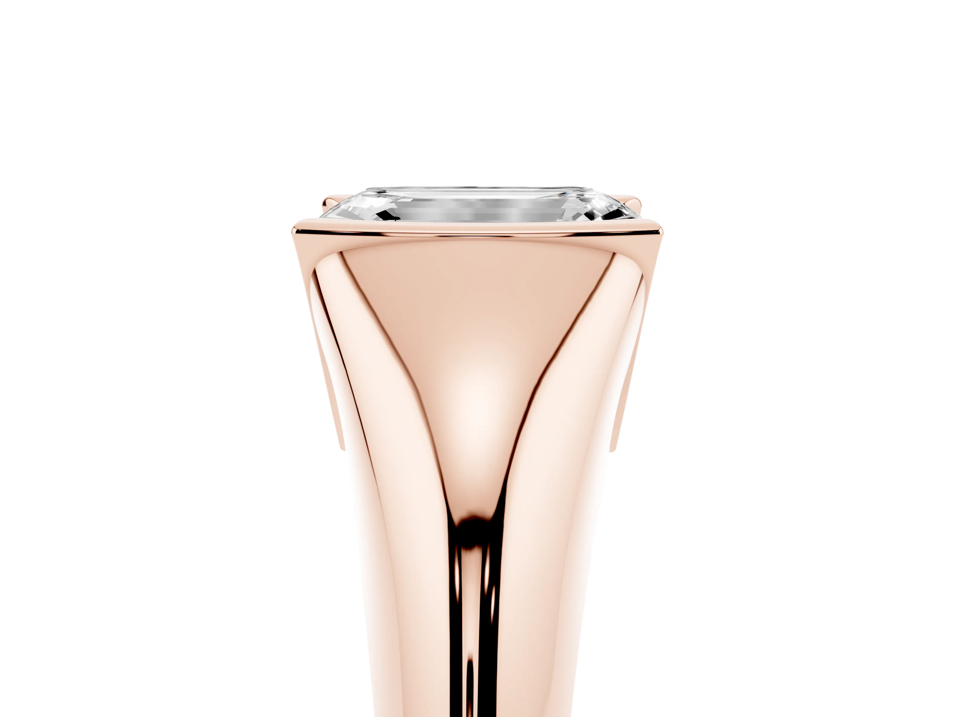 Emerald Cut Diamond Solitaire Tension Set Ring Set in Rose gold