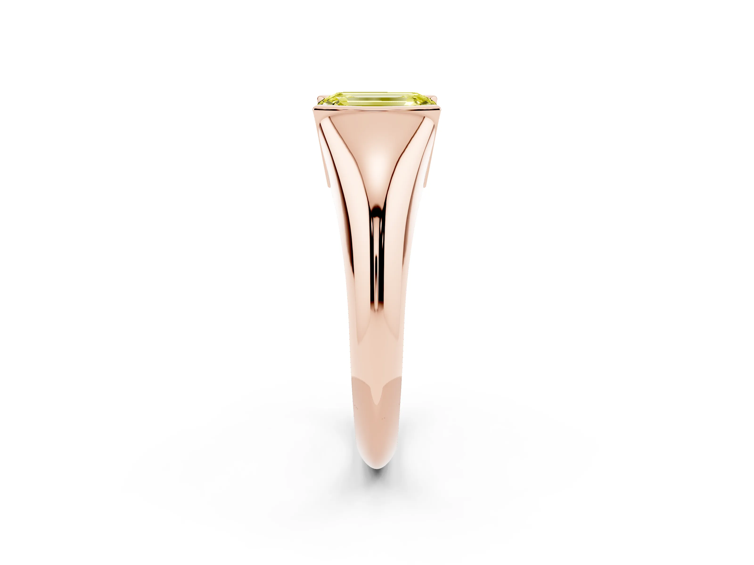 Fancy Yellow Emerald Cut Diamond Solitaire Tension Set Ring Set in Rose gold
