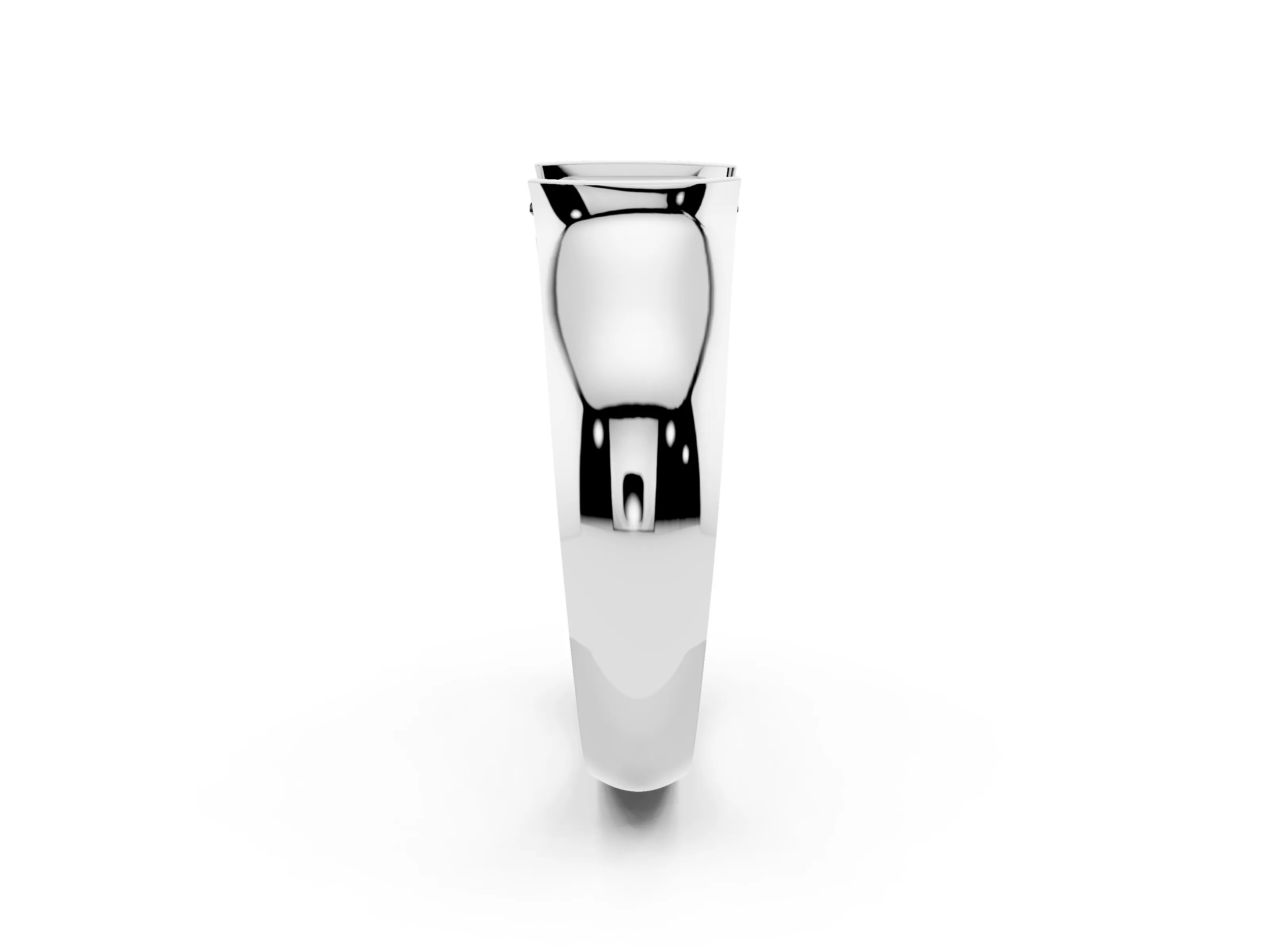 Fancy Black Emerald Cut Diamond Bezel Solitaire Ring Set in Silver with Wide Band