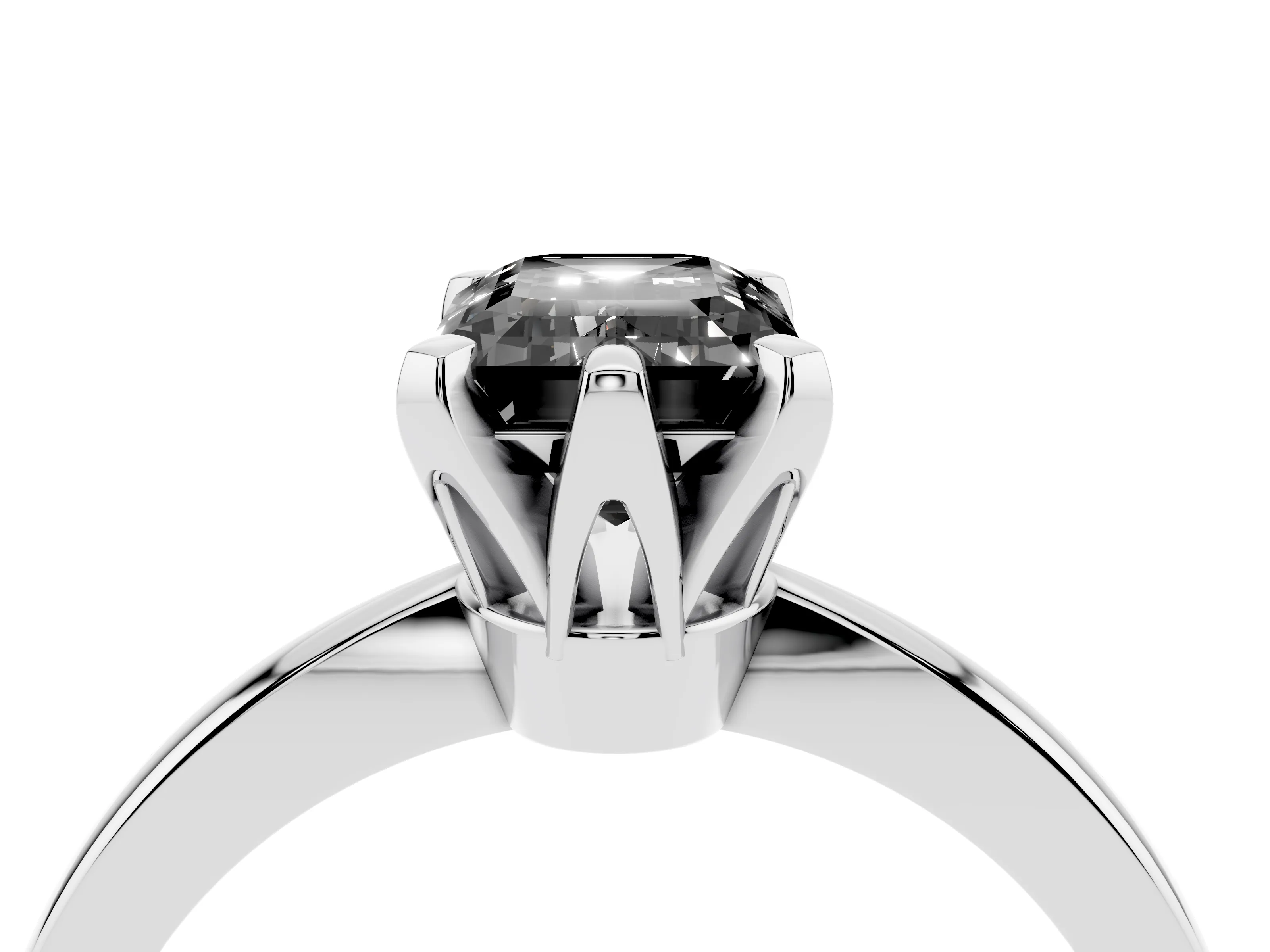 Fancy Black Emerald Cut Diamond Solitaire Engagement Ring Set in Platinum with Slim Tapered Solitaire Band