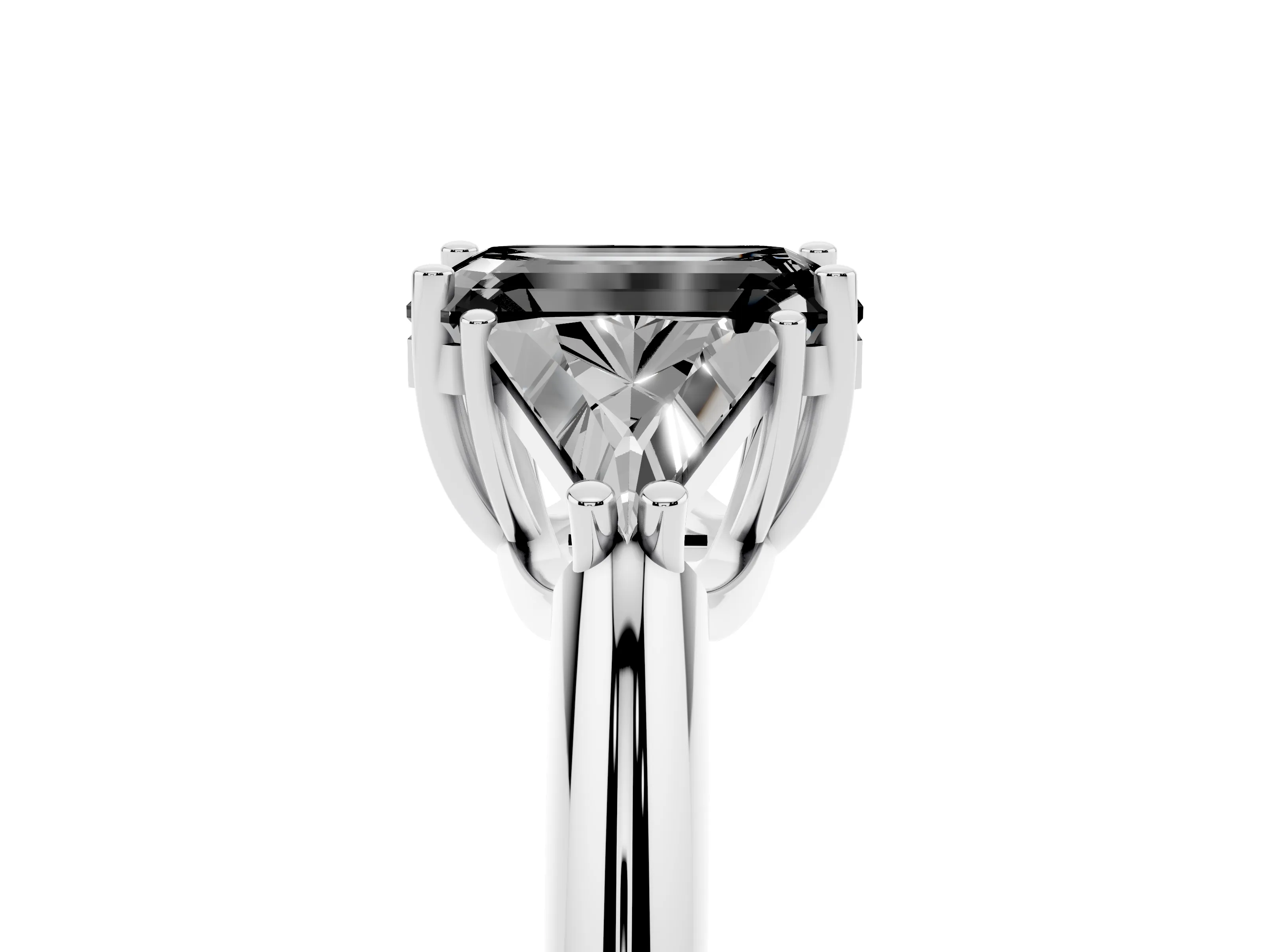 Fancy Black Emerald Cut Diamond Three-Stone Engagement Ring Set in Platinum with Trillion Side Stones