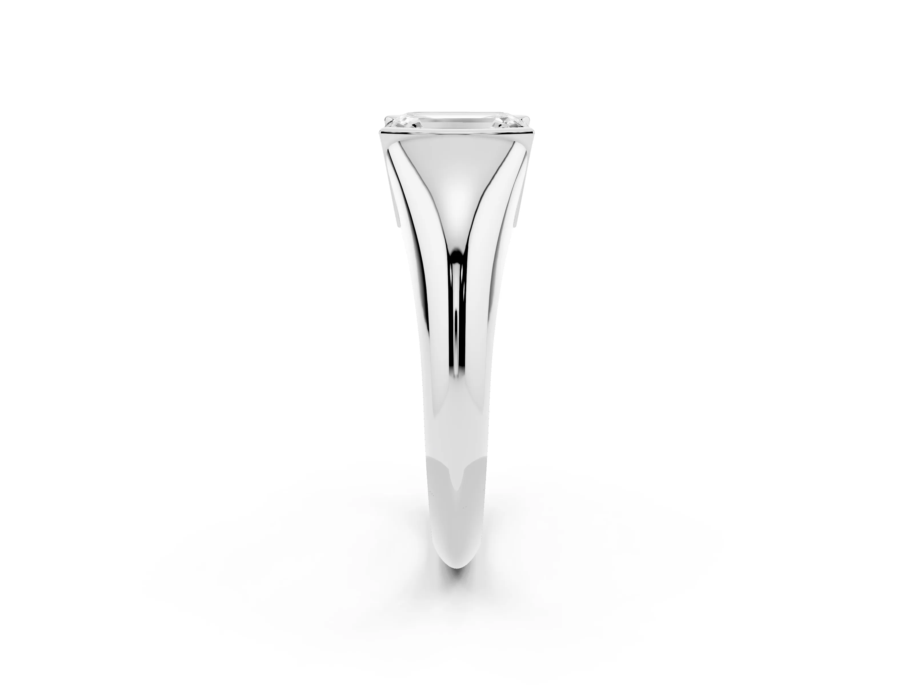Emerald Cut Diamond Solitaire Tension Set Ring Set in Platinum