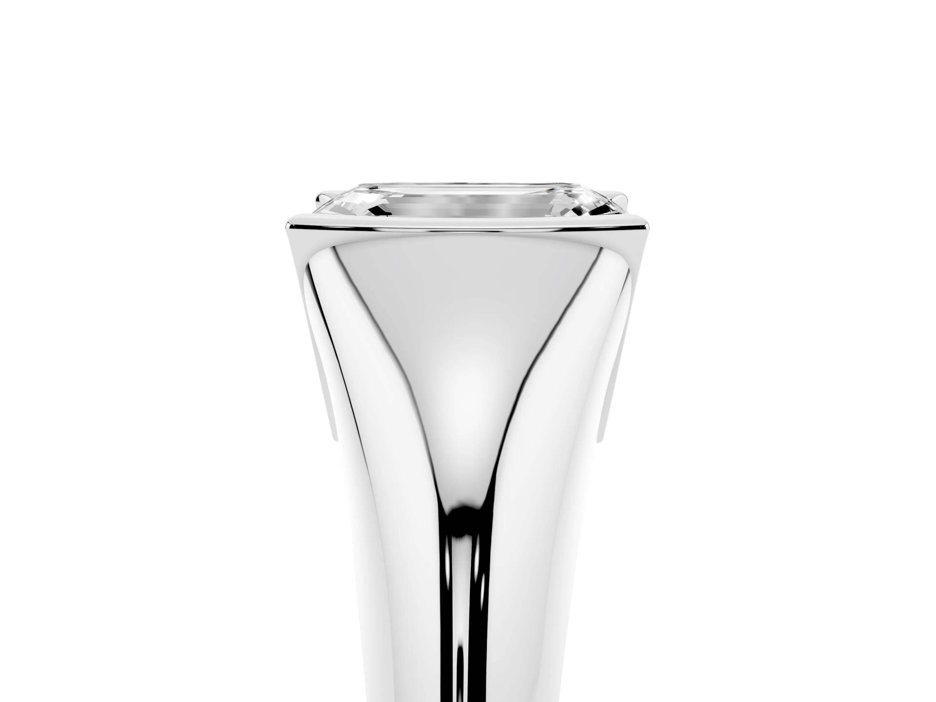 Emerald Cut Diamond Solitaire Tension Set Ring Set in Platinum