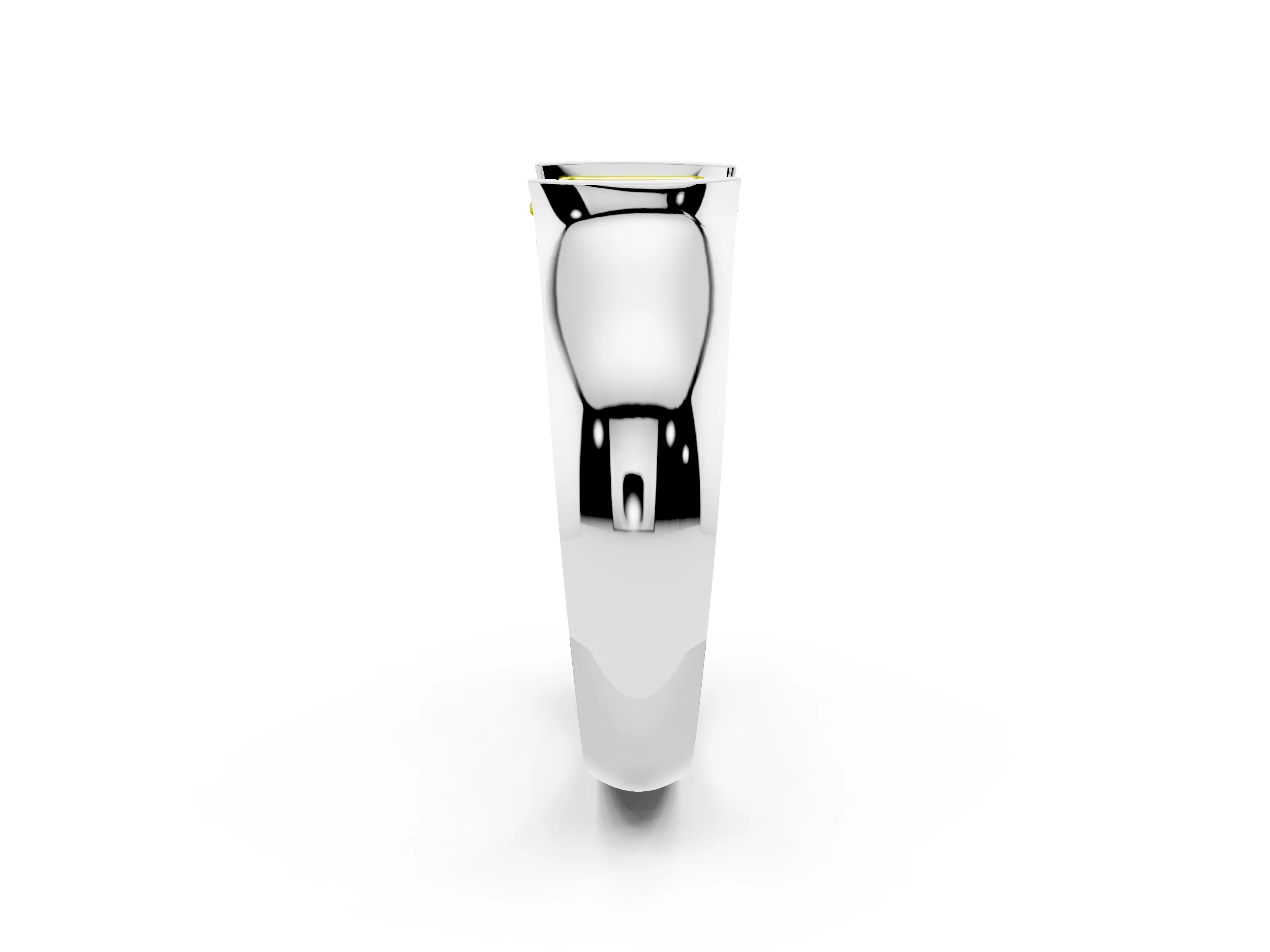 Fancy Yellow Emerald Cut Diamond Bezel Solitaire Ring Set in Silver with Wide Band