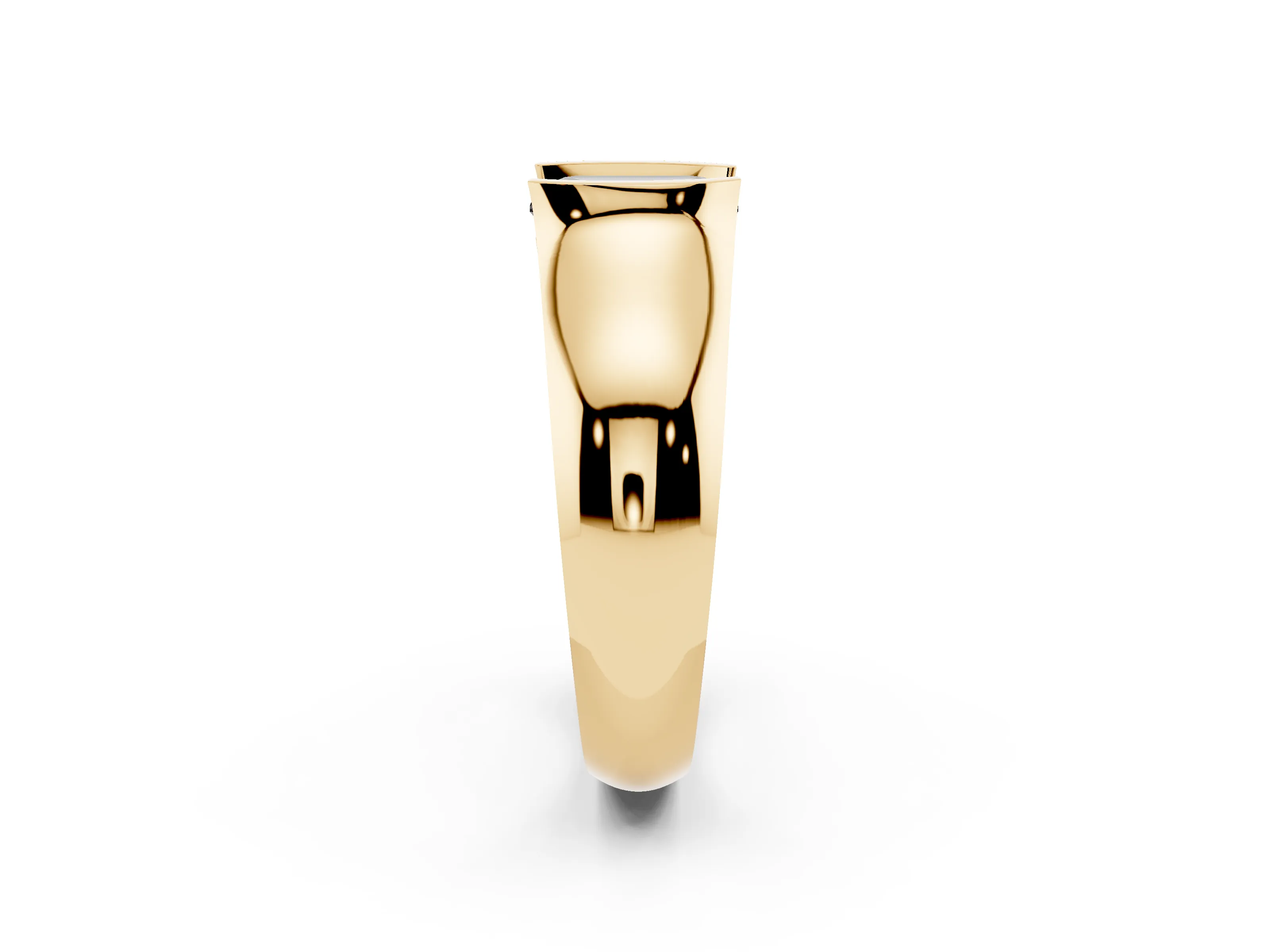 Fancy Black Emerald Cut Diamond Bezel Solitaire Ring Set in Yellow gold with Wide Band