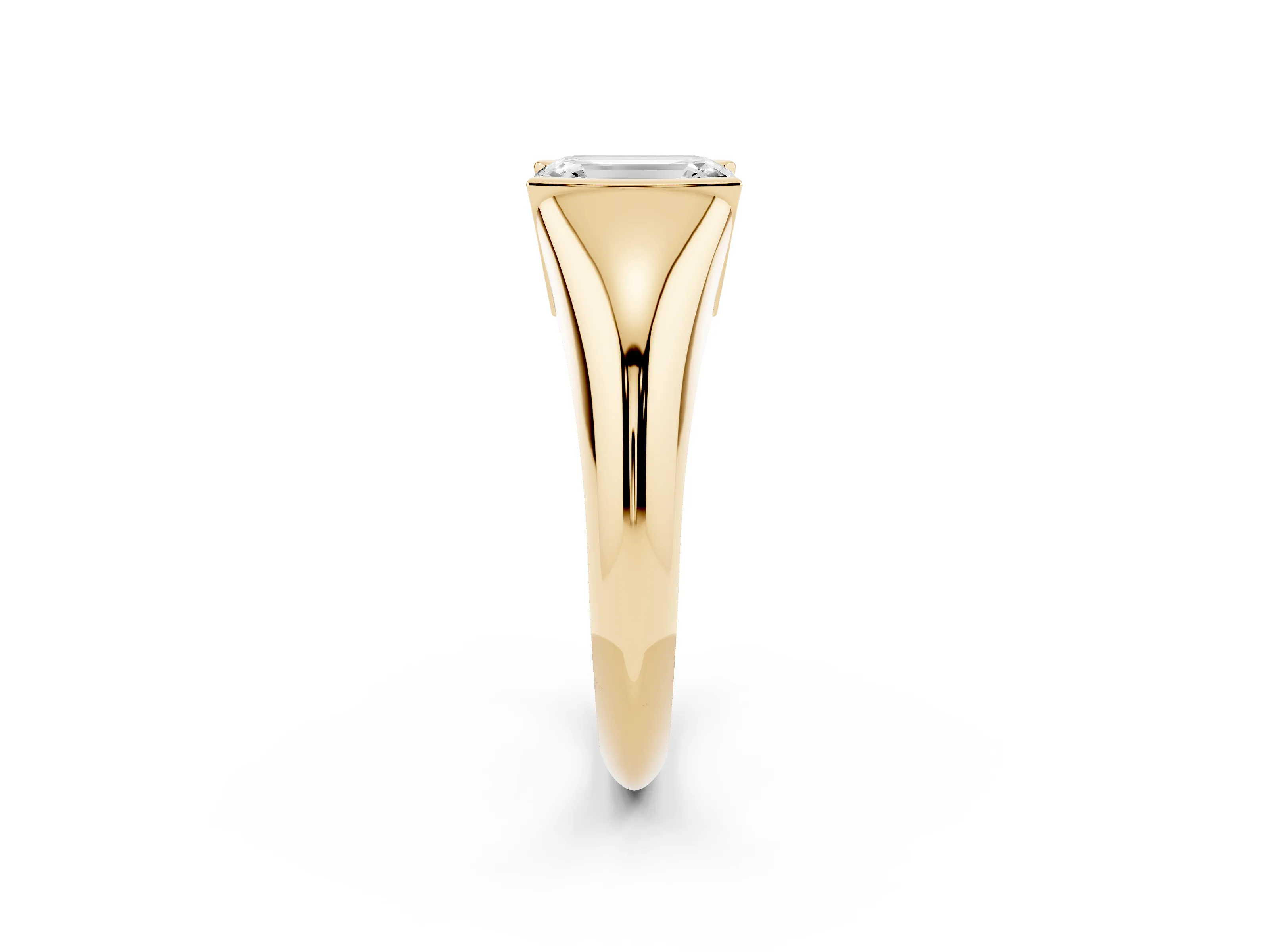 Emerald Cut Diamond Solitaire Tension Set Ring Set in Yellow gold