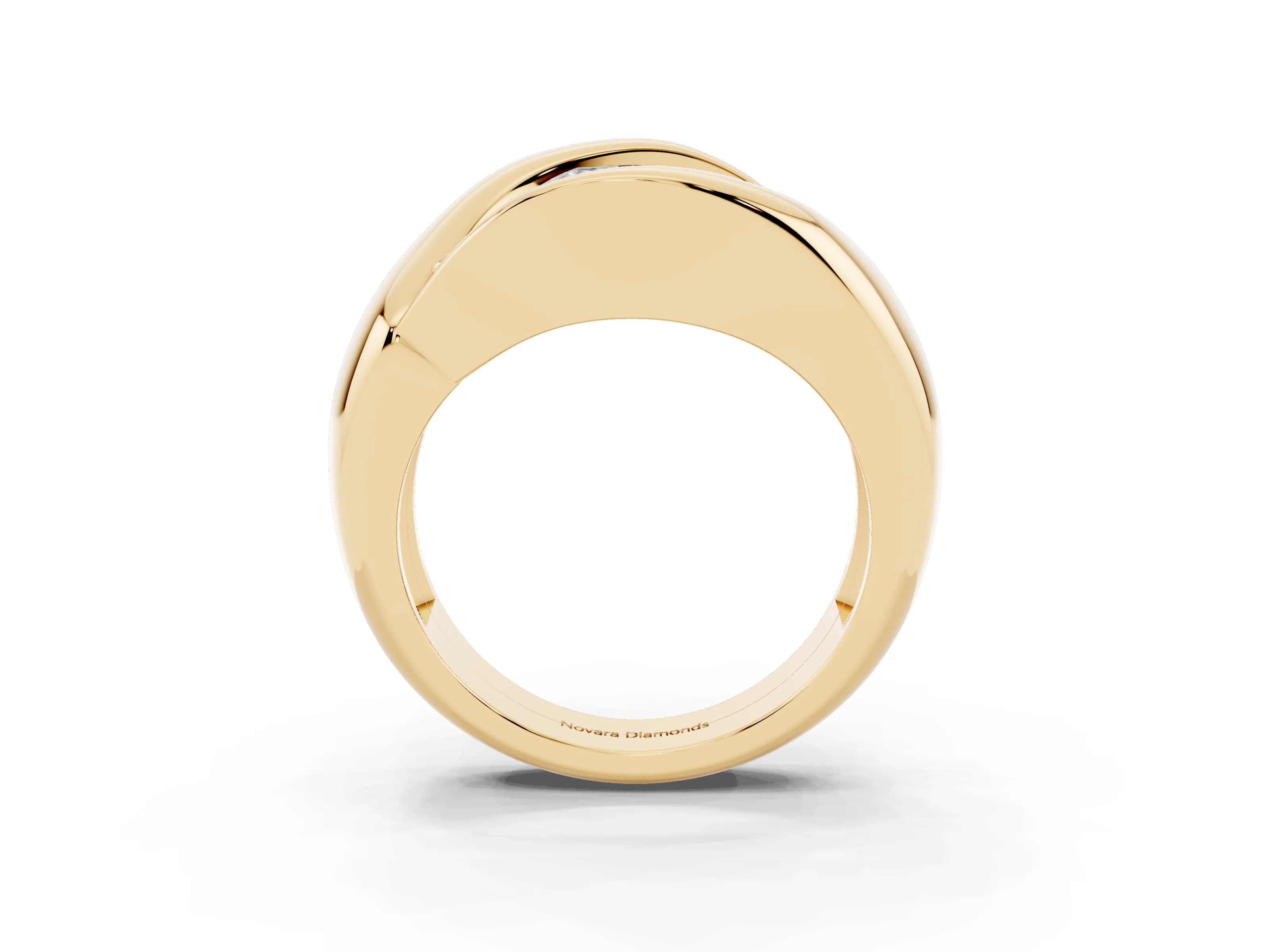Emerald Cut Diamond Channel-Set Crossover Ring Set in Yellow gold