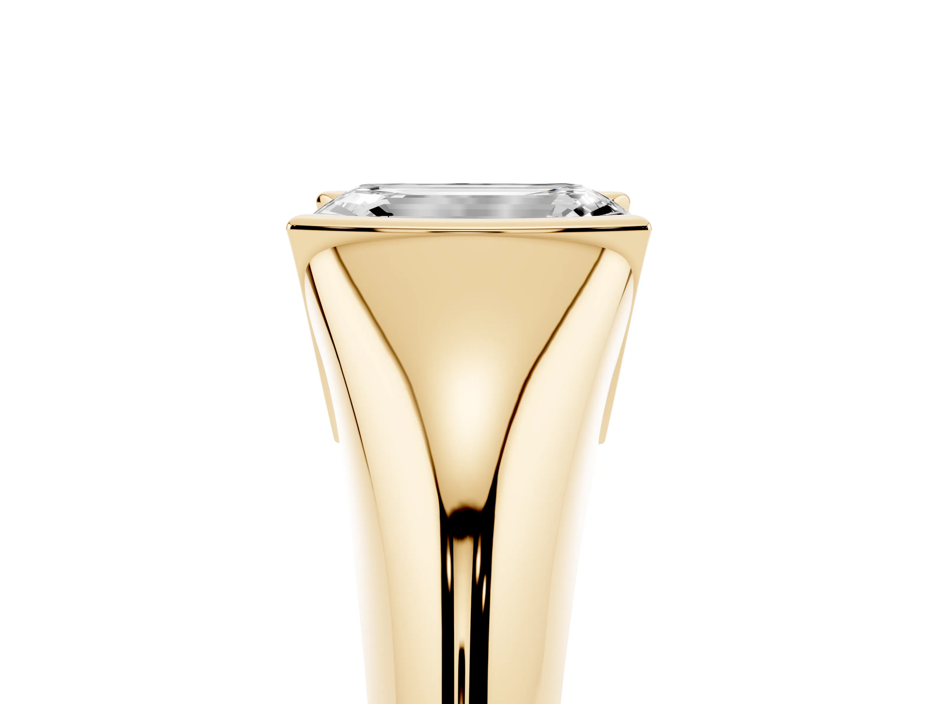Emerald Cut Diamond Solitaire Tension Set Ring Set in Yellow gold