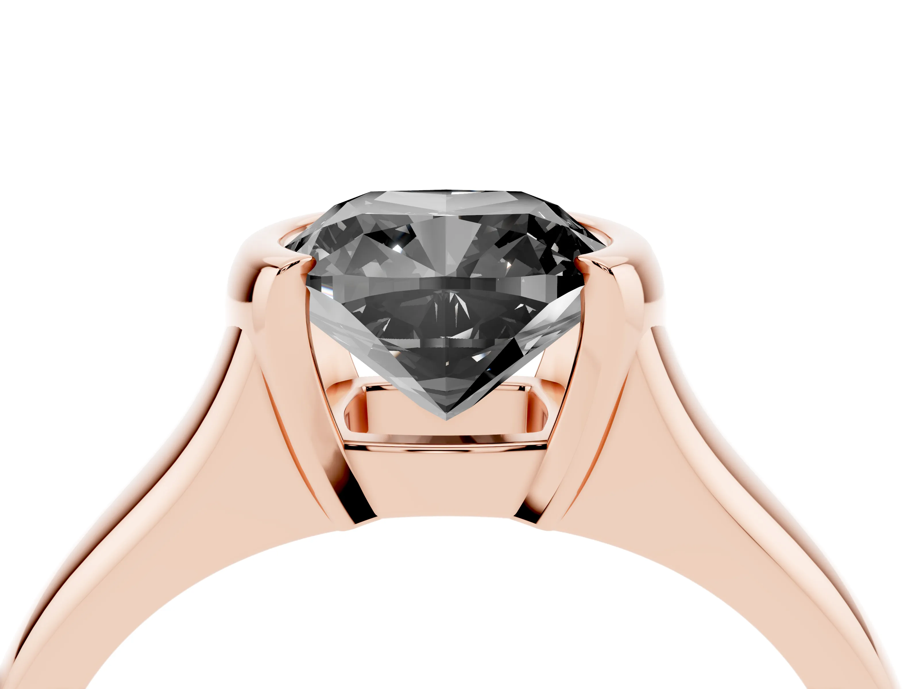 Fancy Black Cushion Cut Diamond Solitaire Tension Set Ring Set in Rose gold with Split Shank Band