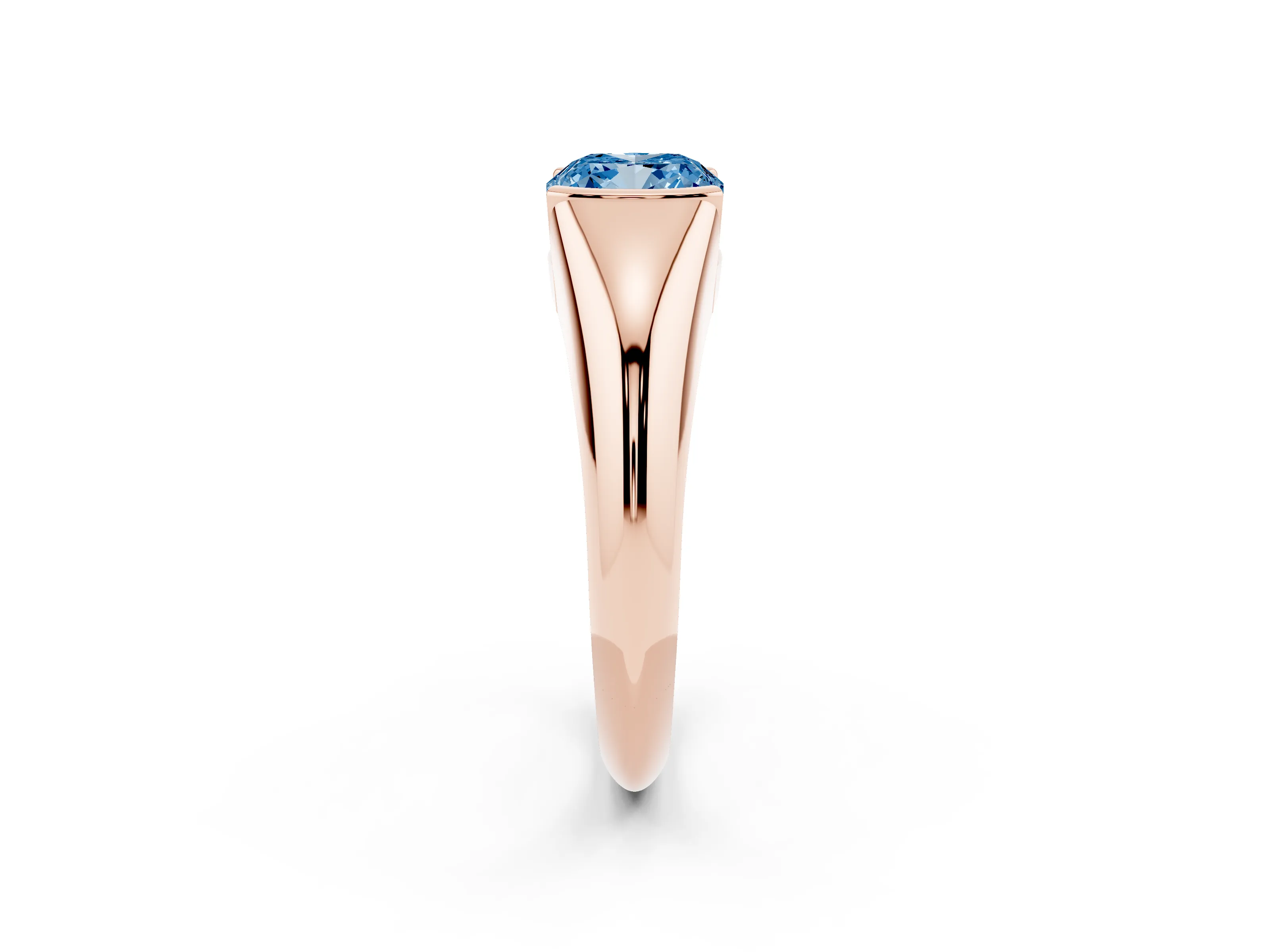 Fancy Blue Cushion Cut Diamond Solitaire Tension Set Ring Set in Rose gold