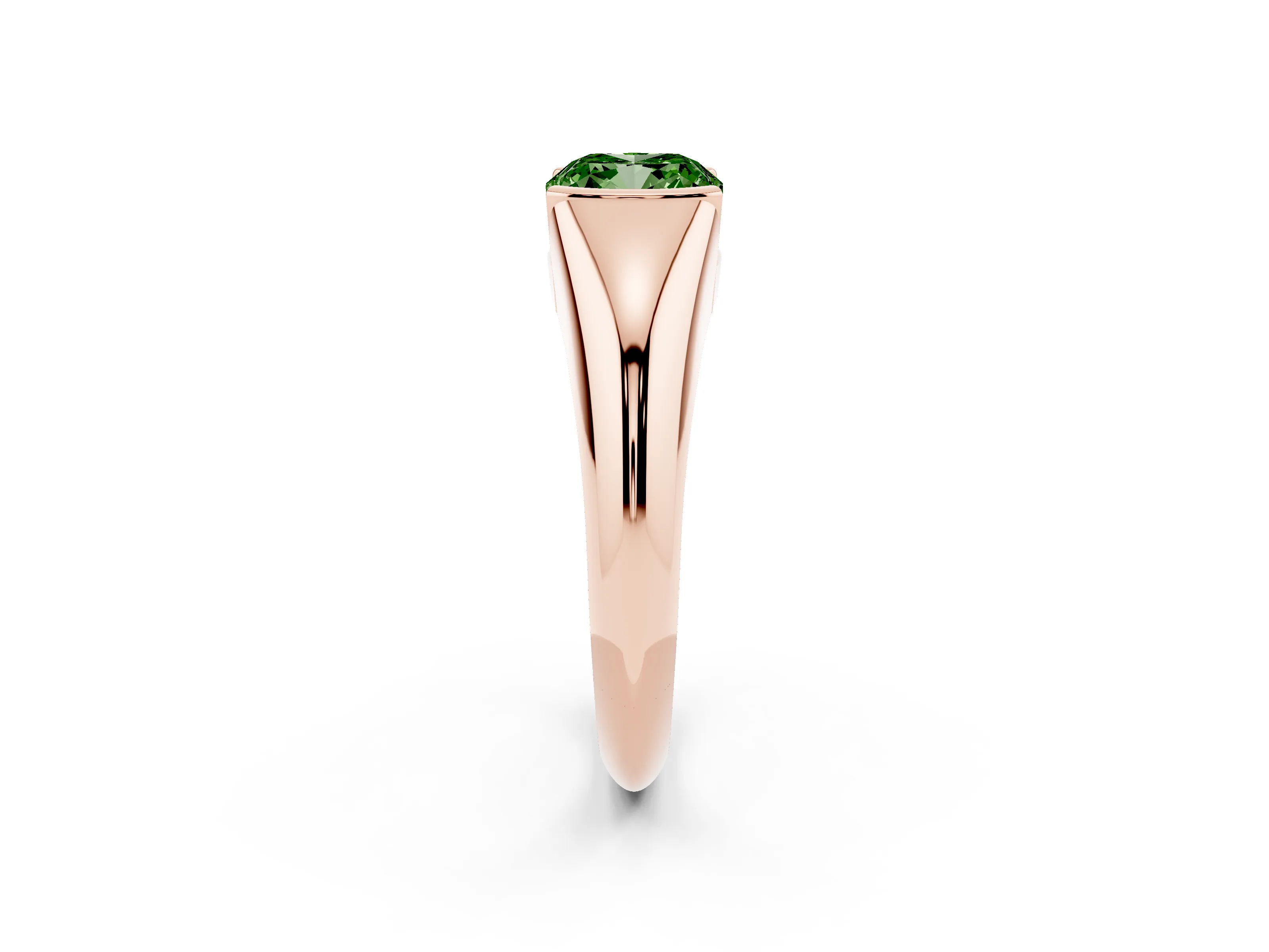 Fancy Green Cushion Cut Diamond Solitaire Tension Set Ring Set in Rose gold