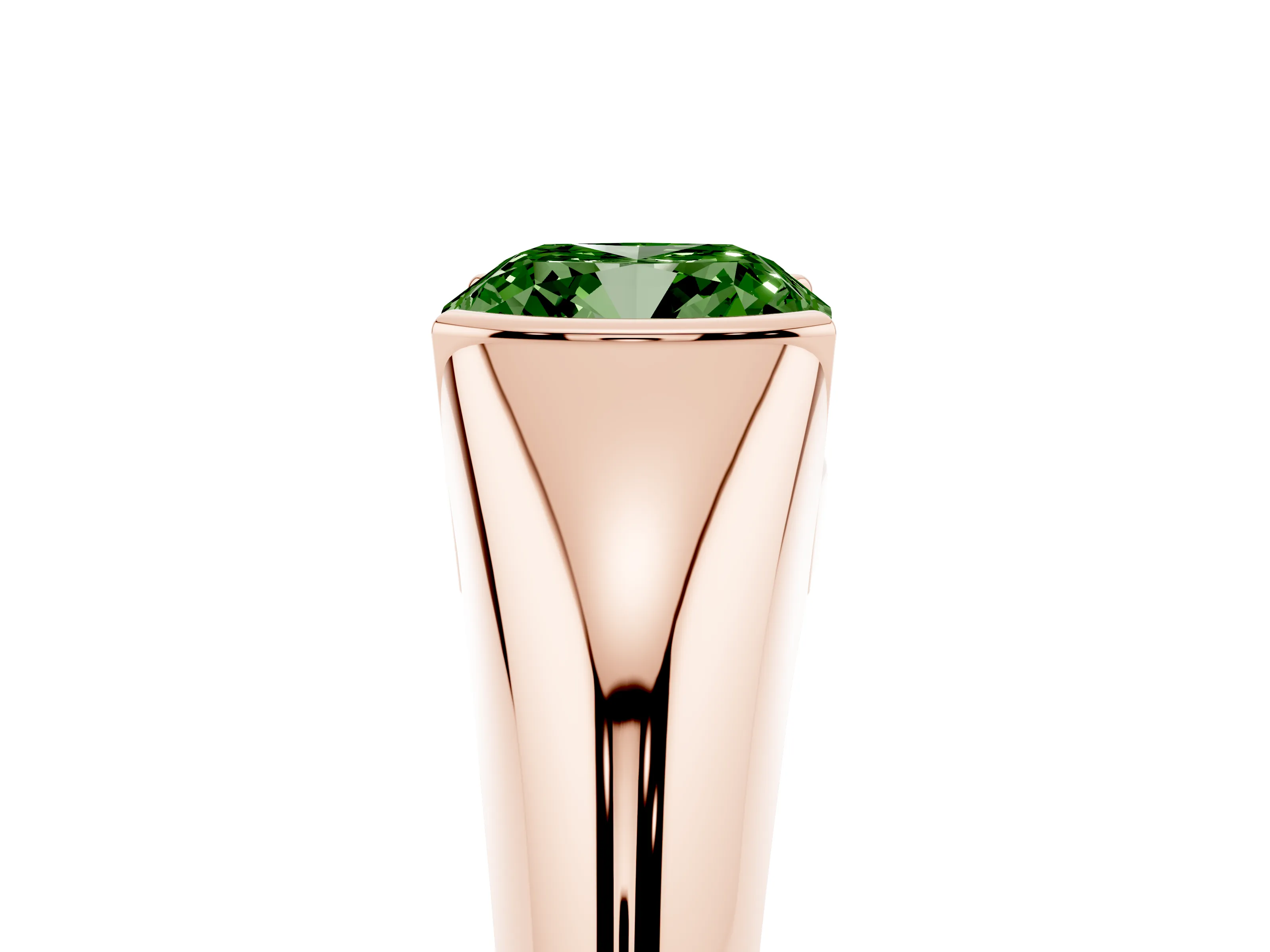 Fancy Green Cushion Cut Diamond Solitaire Tension Set Ring Set in Rose gold
