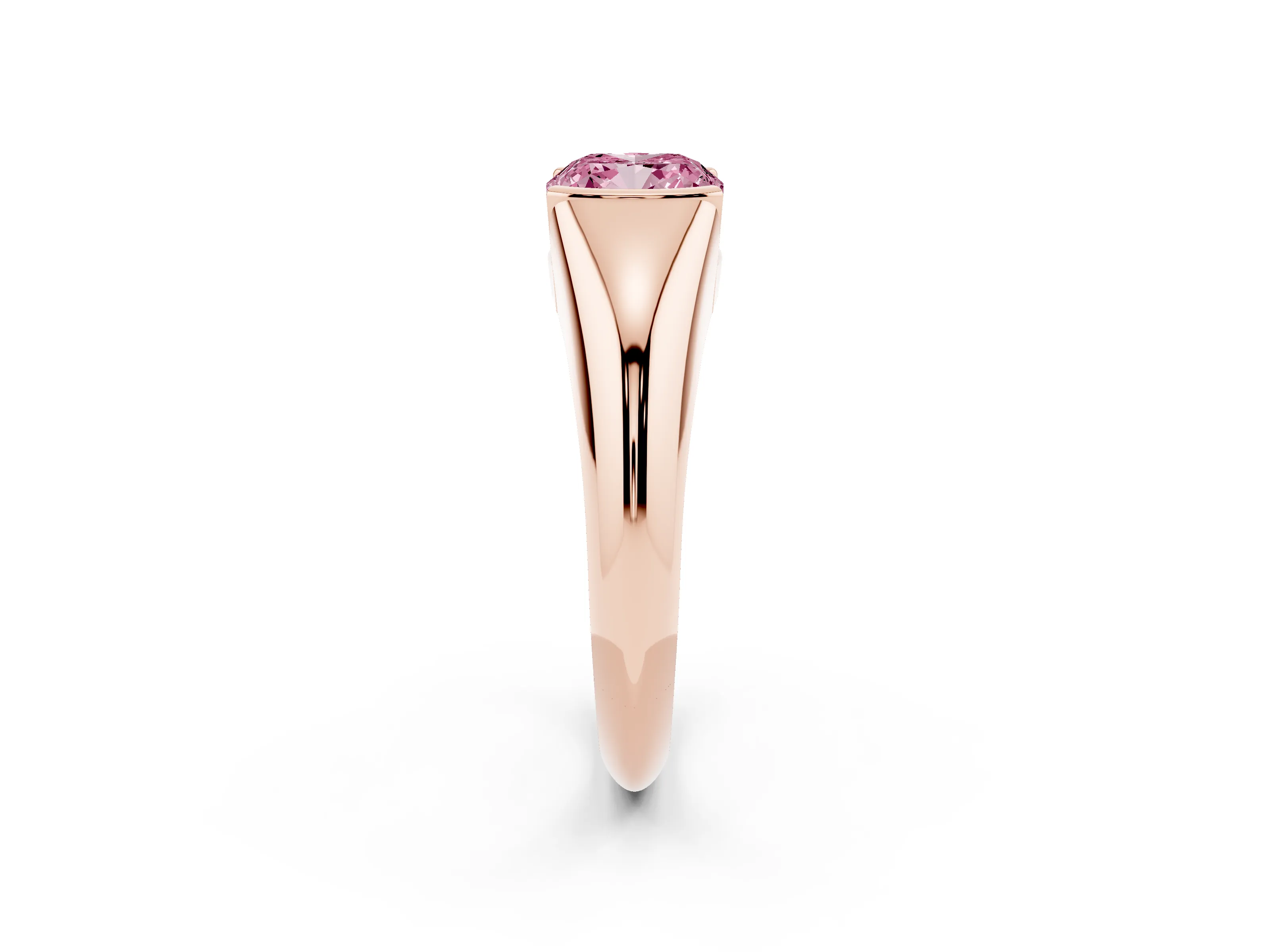 Fancy Pink Cushion Cut Diamond Solitaire Tension Set Ring Set in Rose gold