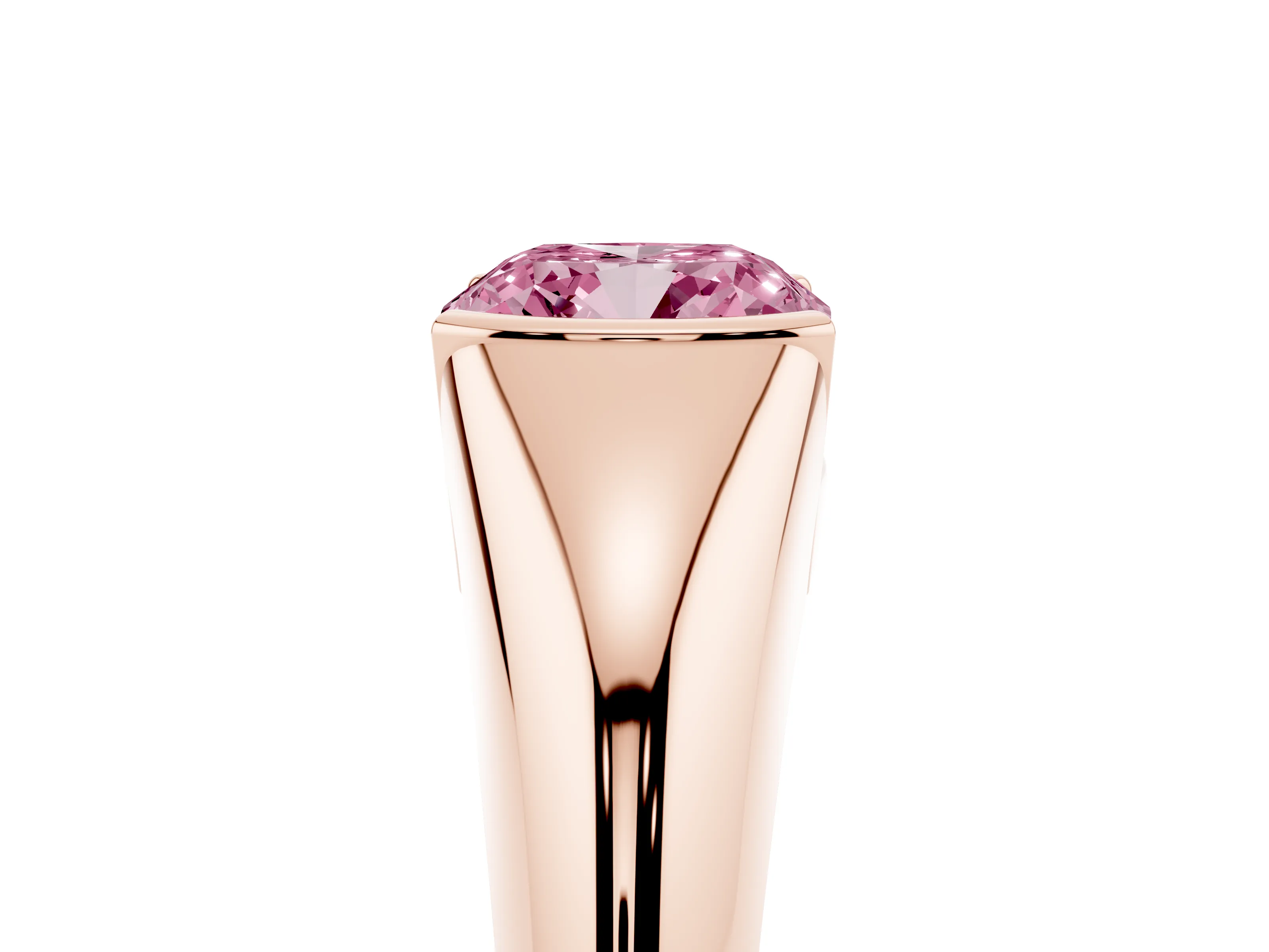 Fancy Pink Cushion Cut Diamond Solitaire Tension Set Ring Set in Rose gold