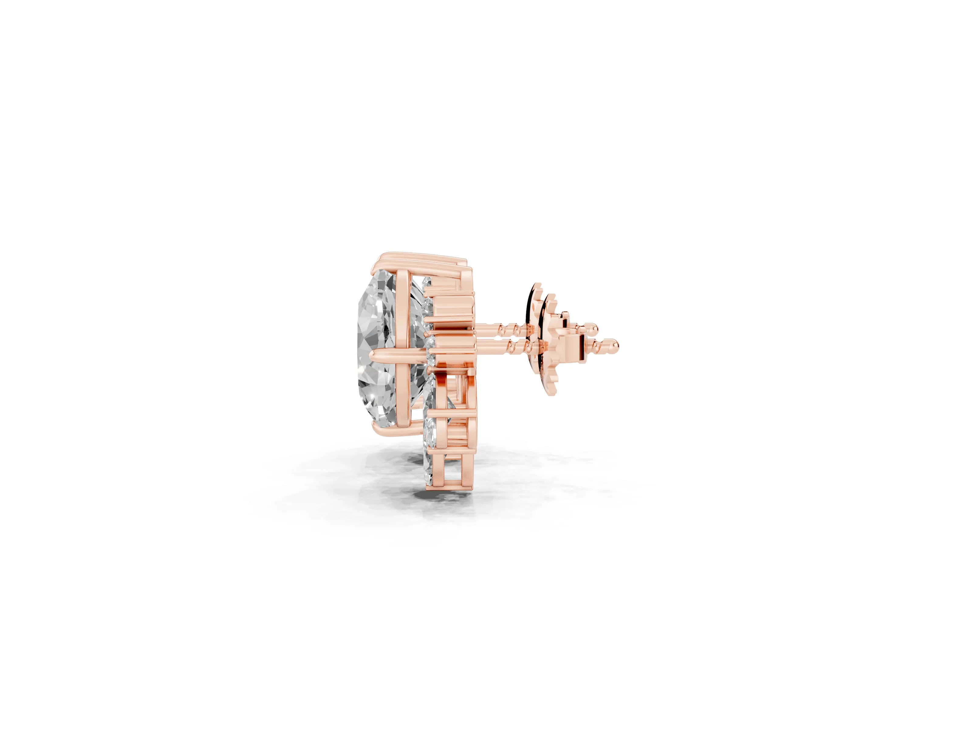 Cushion Cut Lab-Grown Diamond Asymmetric Cluster Stud Earrings | Mixed-Shape Spray | Rose Gold