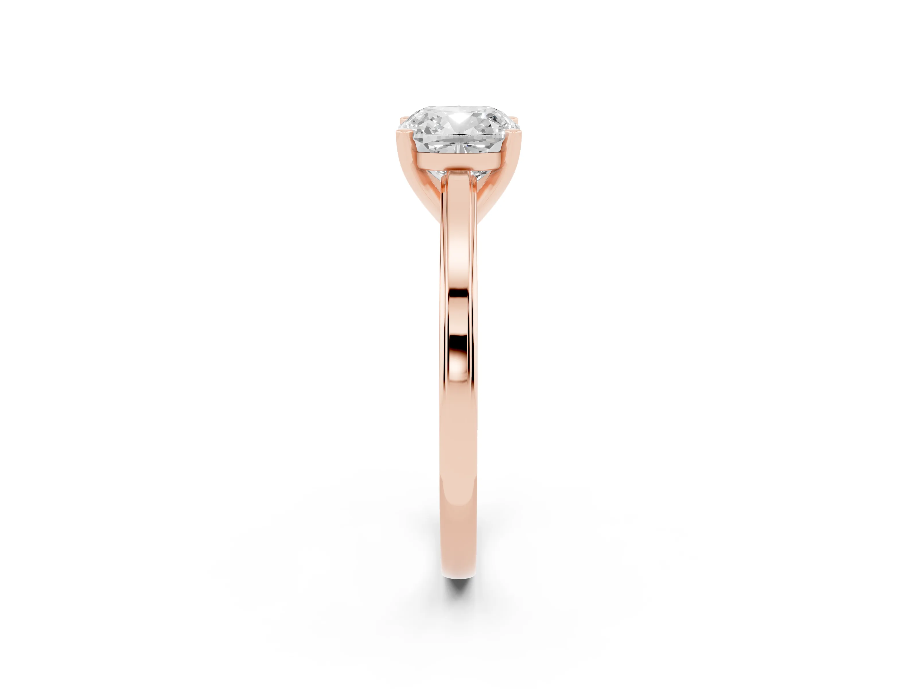 Cushion Cut Diamond Solitaire Ring Set in Rose gold with Prong Setting and Classic Band