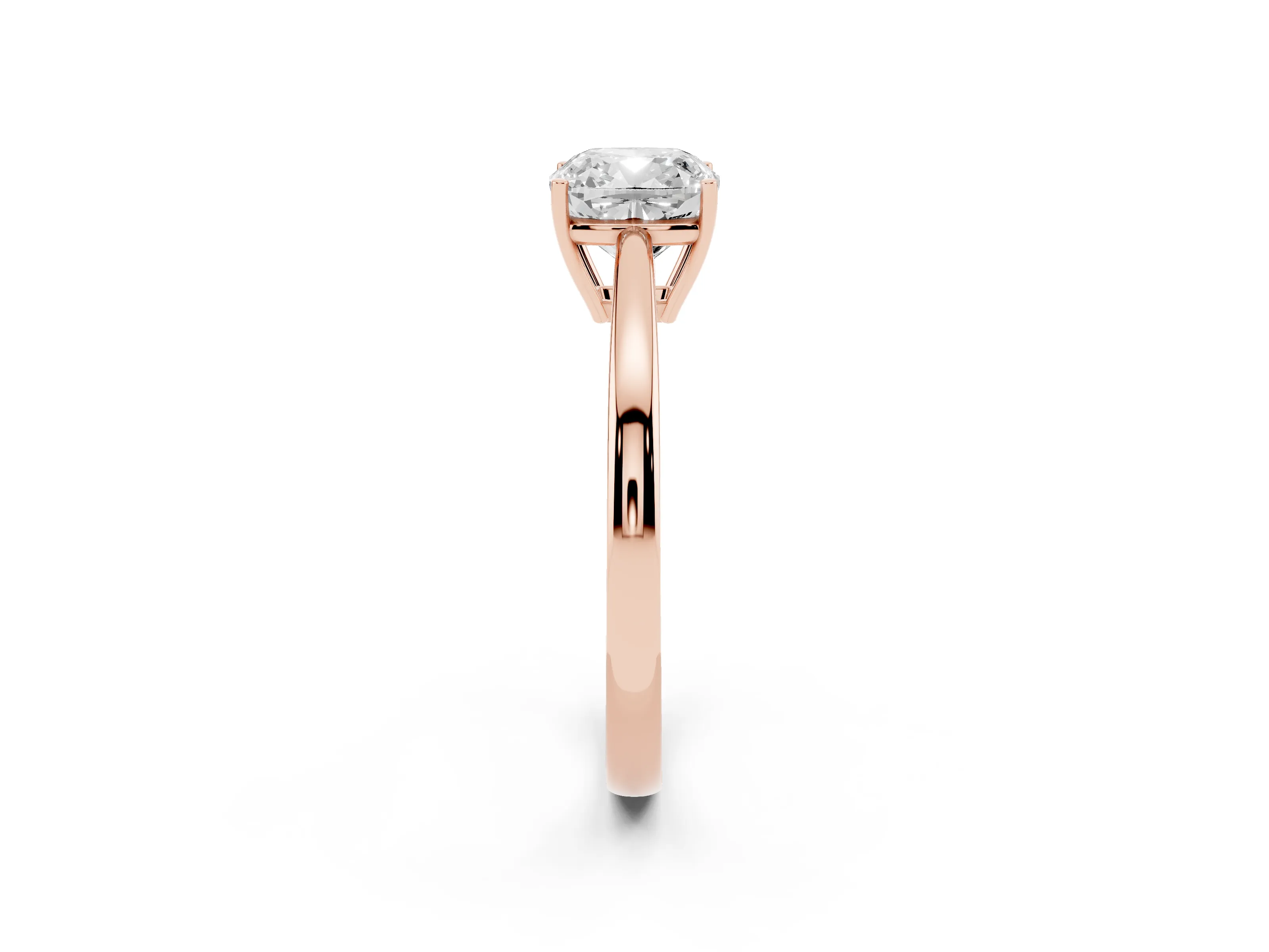 Cushion Cut Diamond Solitaire Ring Set in Rose gold with Split Shank and Prong Setting