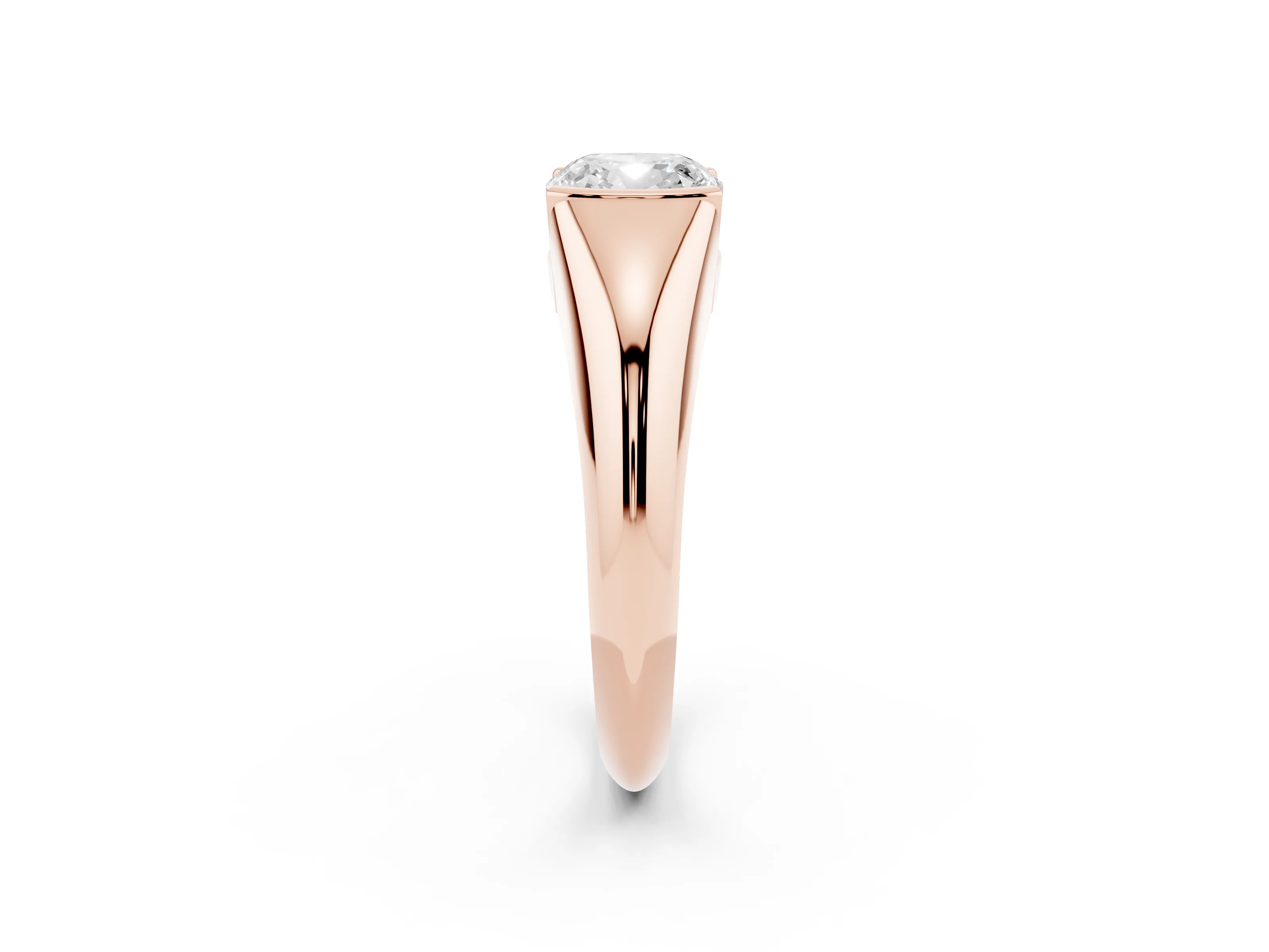 Cushion Cut Diamond Solitaire Tension Set Ring Set in Rose gold
