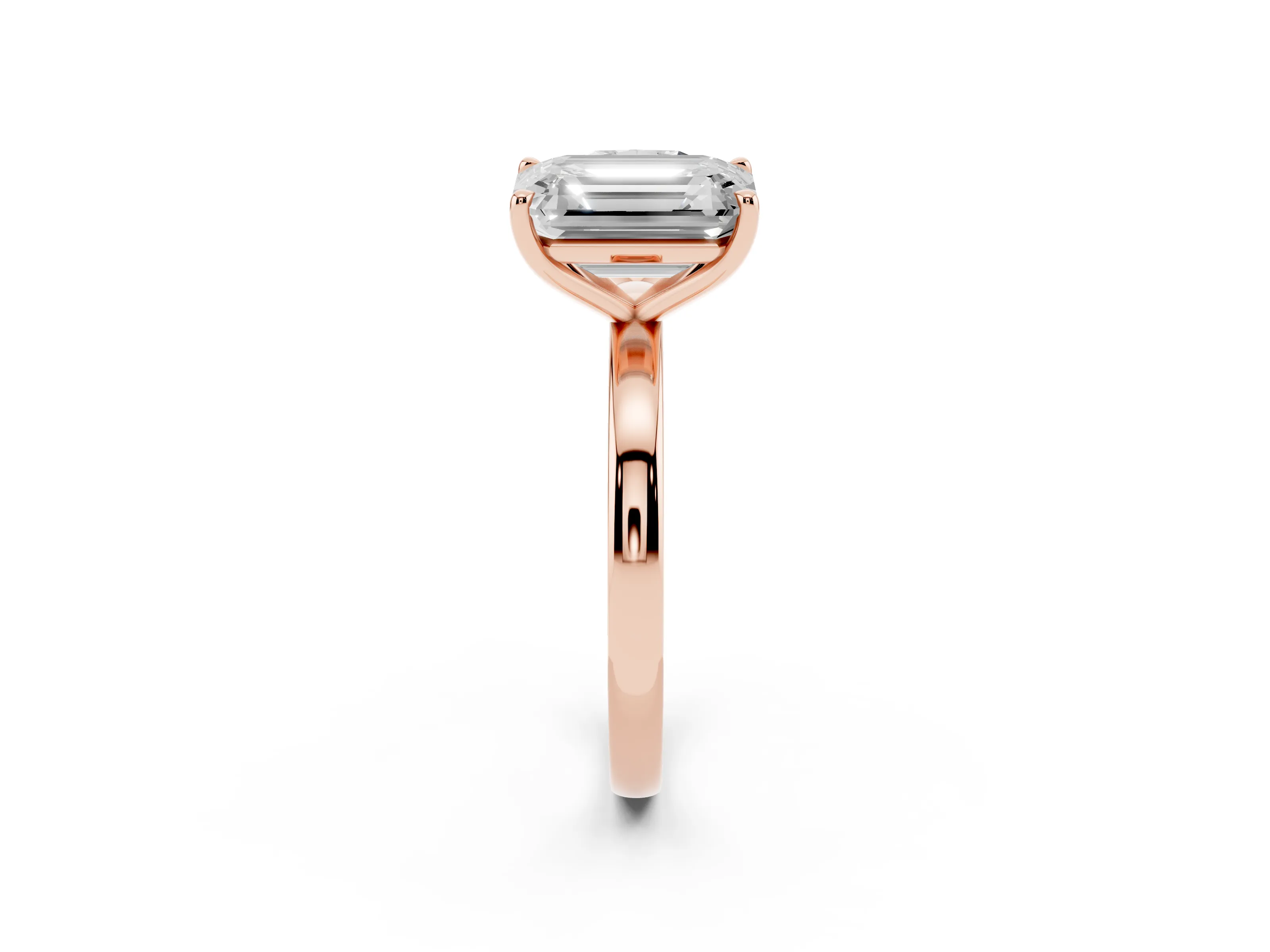 Cushion Cut and Emerald Cut Toi Moi Ring Set in Rose gold with Prong Setting