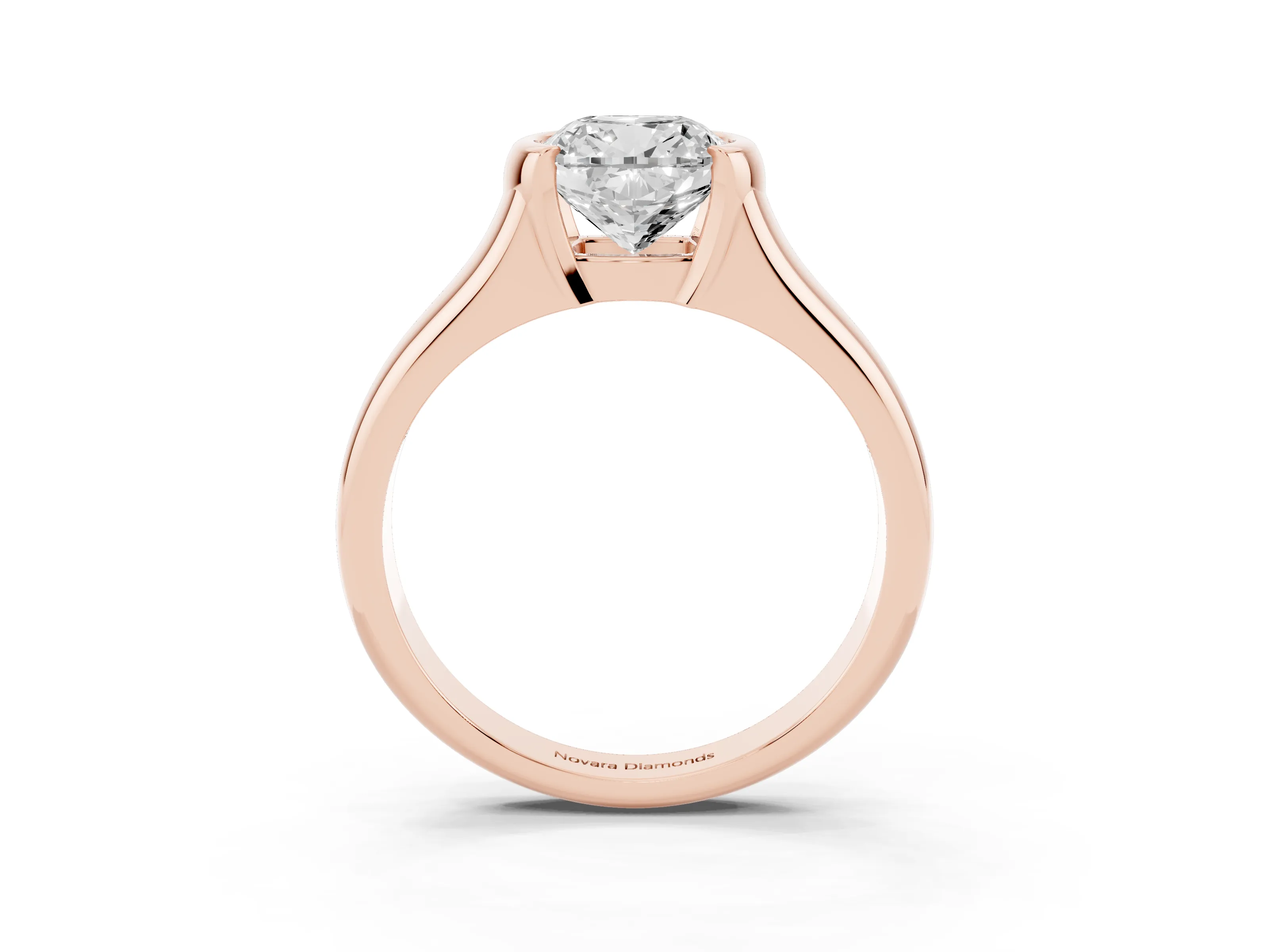 Cushion Cut Diamond Solitaire Tension Set Ring Set in Rose gold with Split Shank Band