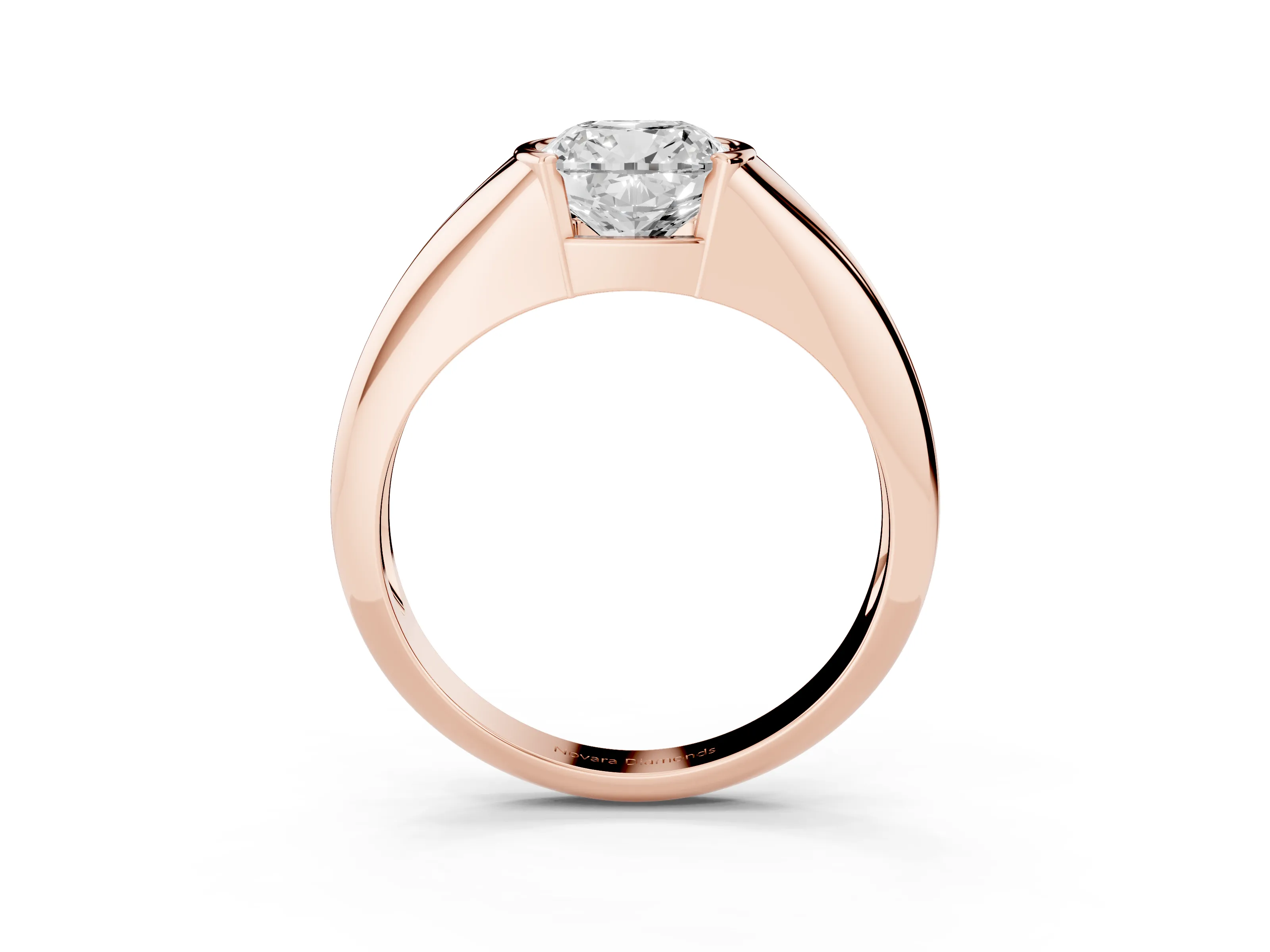 Cushion Cut Diamond Solitaire Tension Set Ring Set in Rose gold