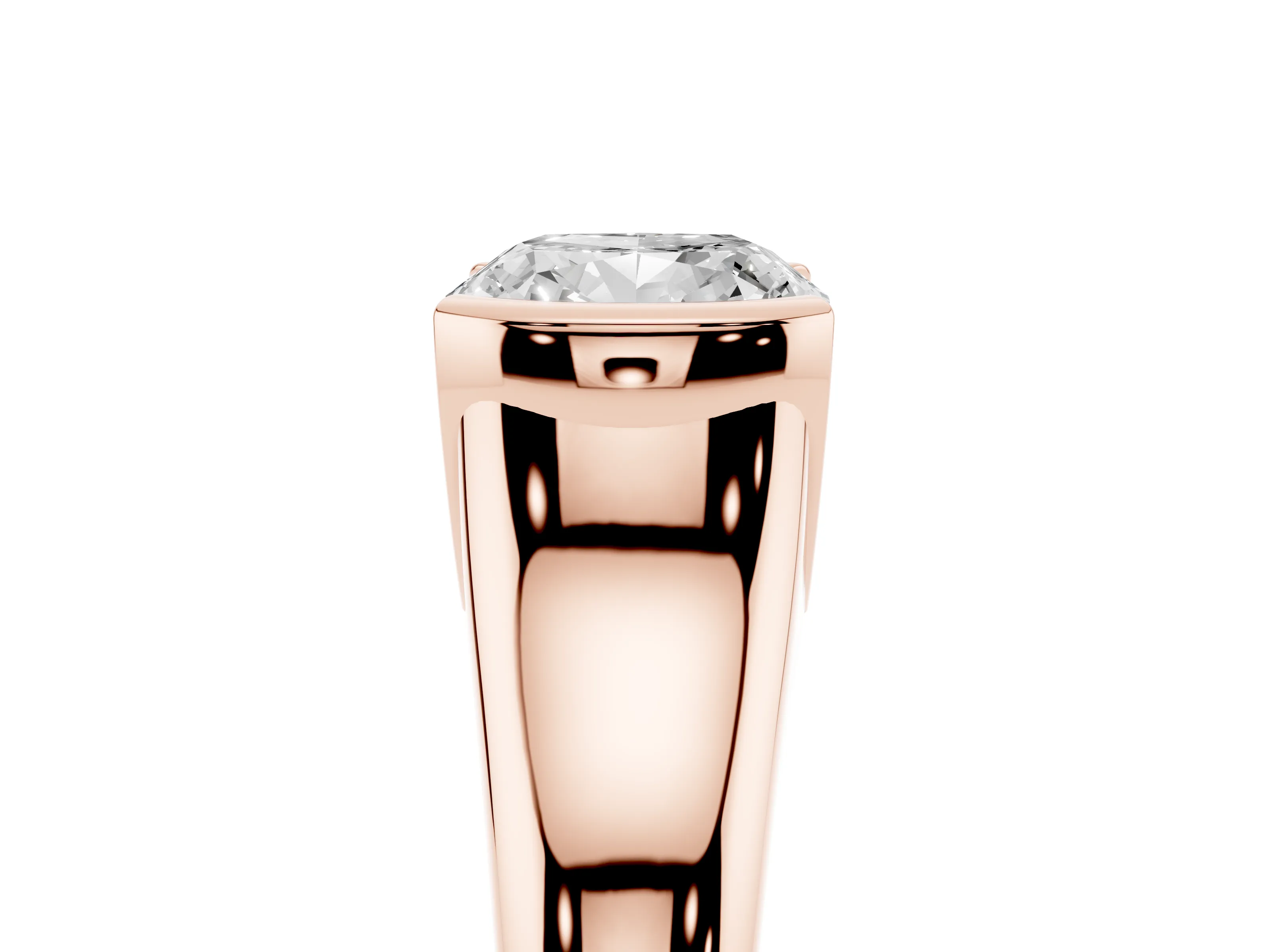 Cushion Cut Diamond Solitaire Tension Set Ring Set in Rose gold with Split Shank Band