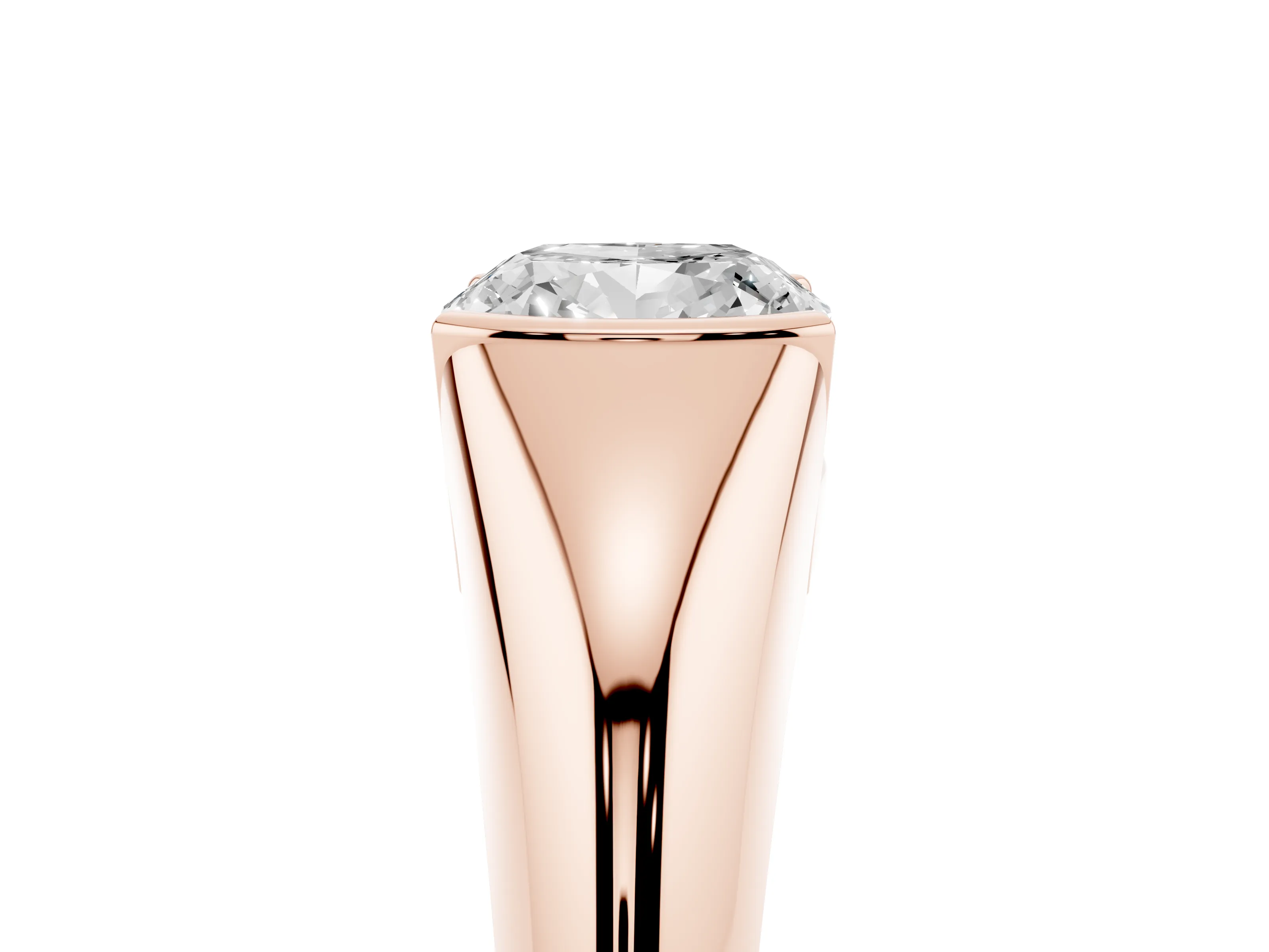 Cushion Cut Diamond Solitaire Tension Set Ring Set in Rose gold