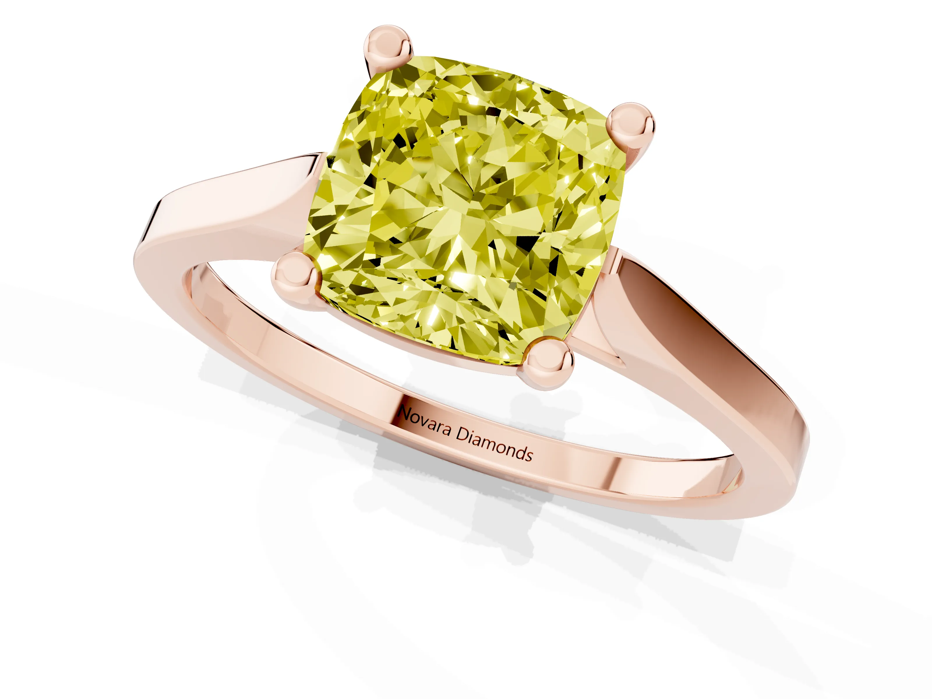 Cushion Cut Engagement Ring Setting for a Fancy Yellow Lab-Grown Diamond | Rose Gold - Design NV-24611