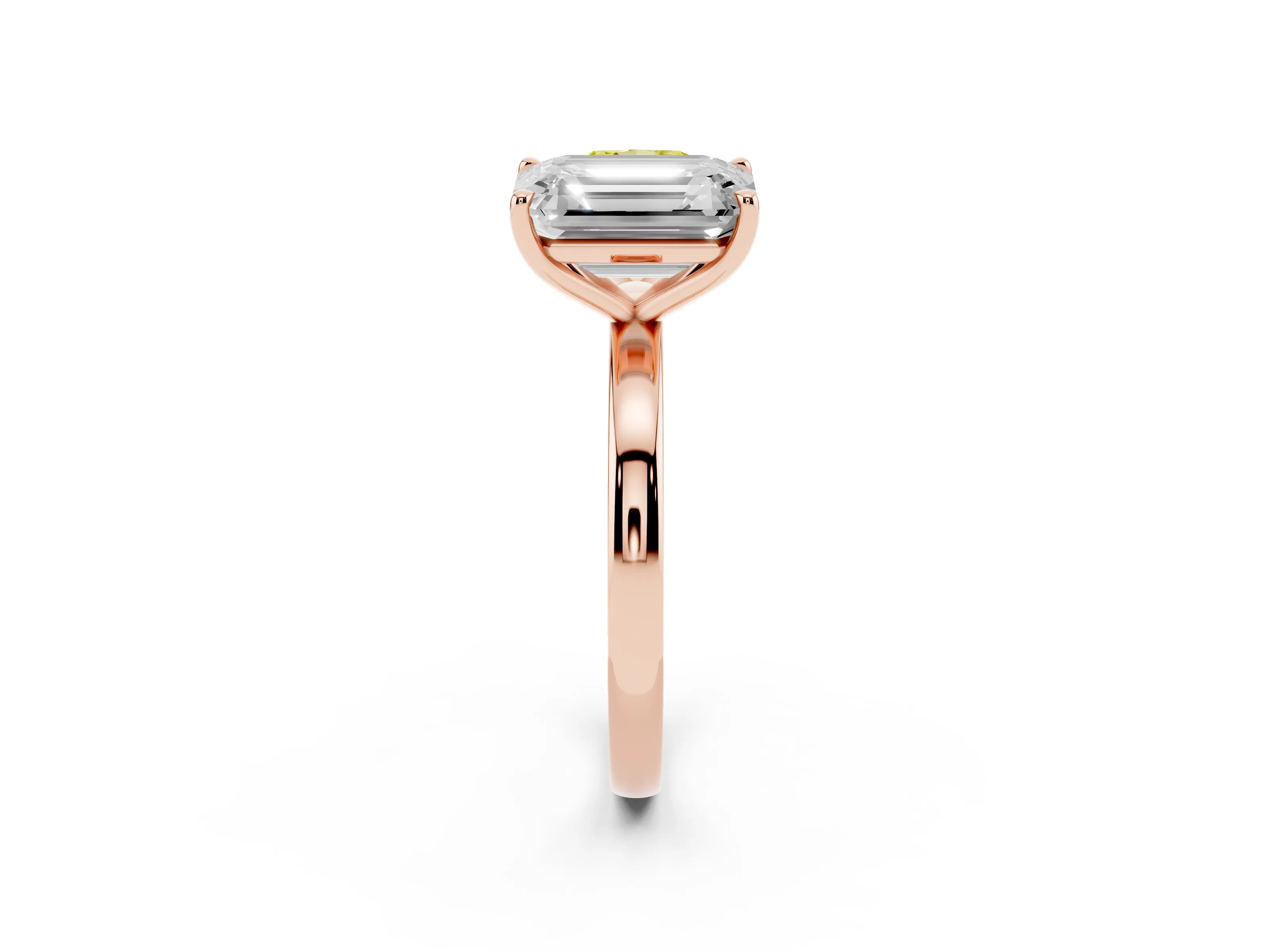 Fancy Yellow Cushion Cut and Emerald Cut Toi Moi Ring Set in Rose gold with Prong Setting