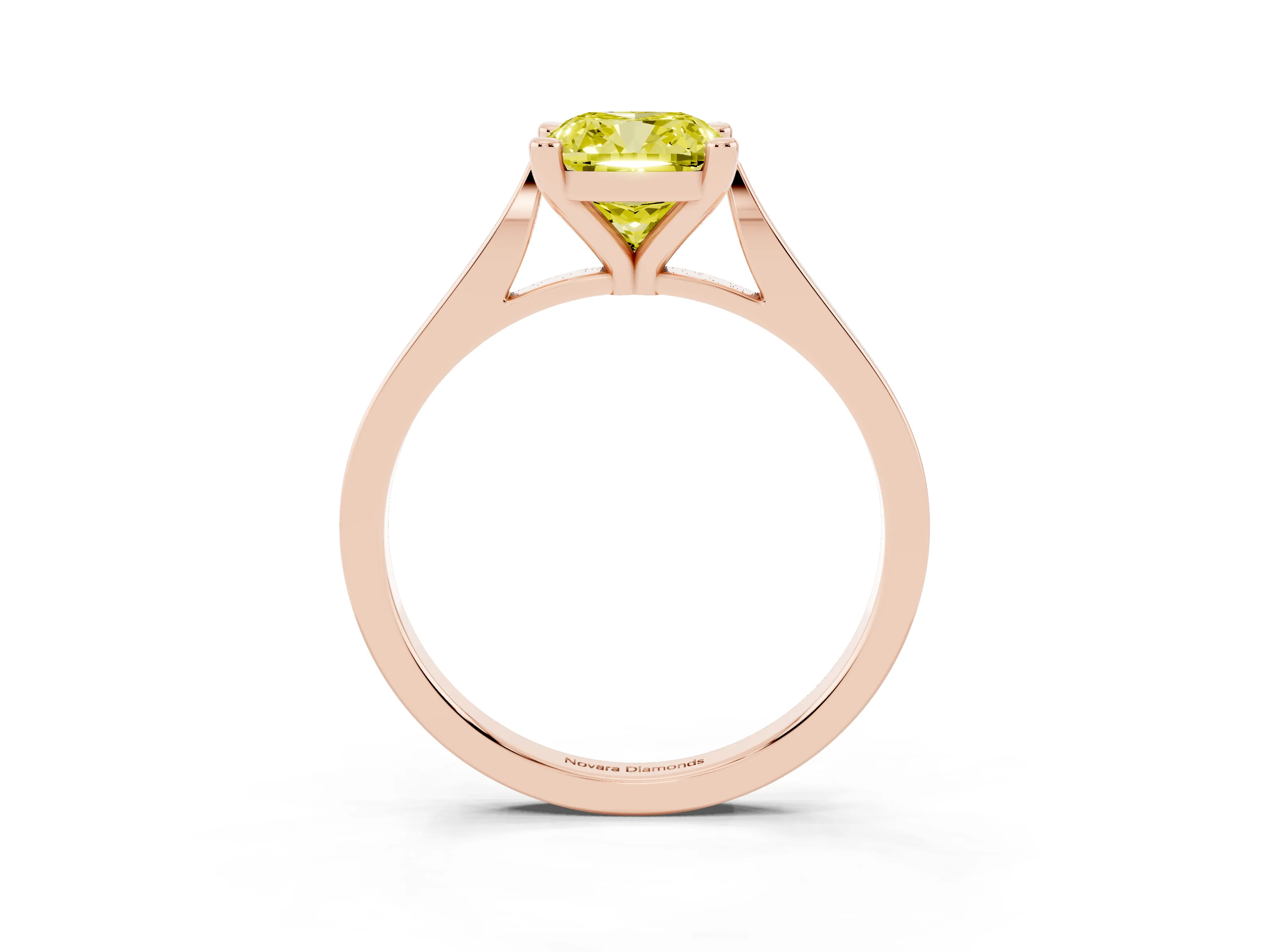 Cushion Cut Engagement Ring Setting for a Fancy Yellow Lab-Grown Diamond | Rose Gold - Design NV-24611
