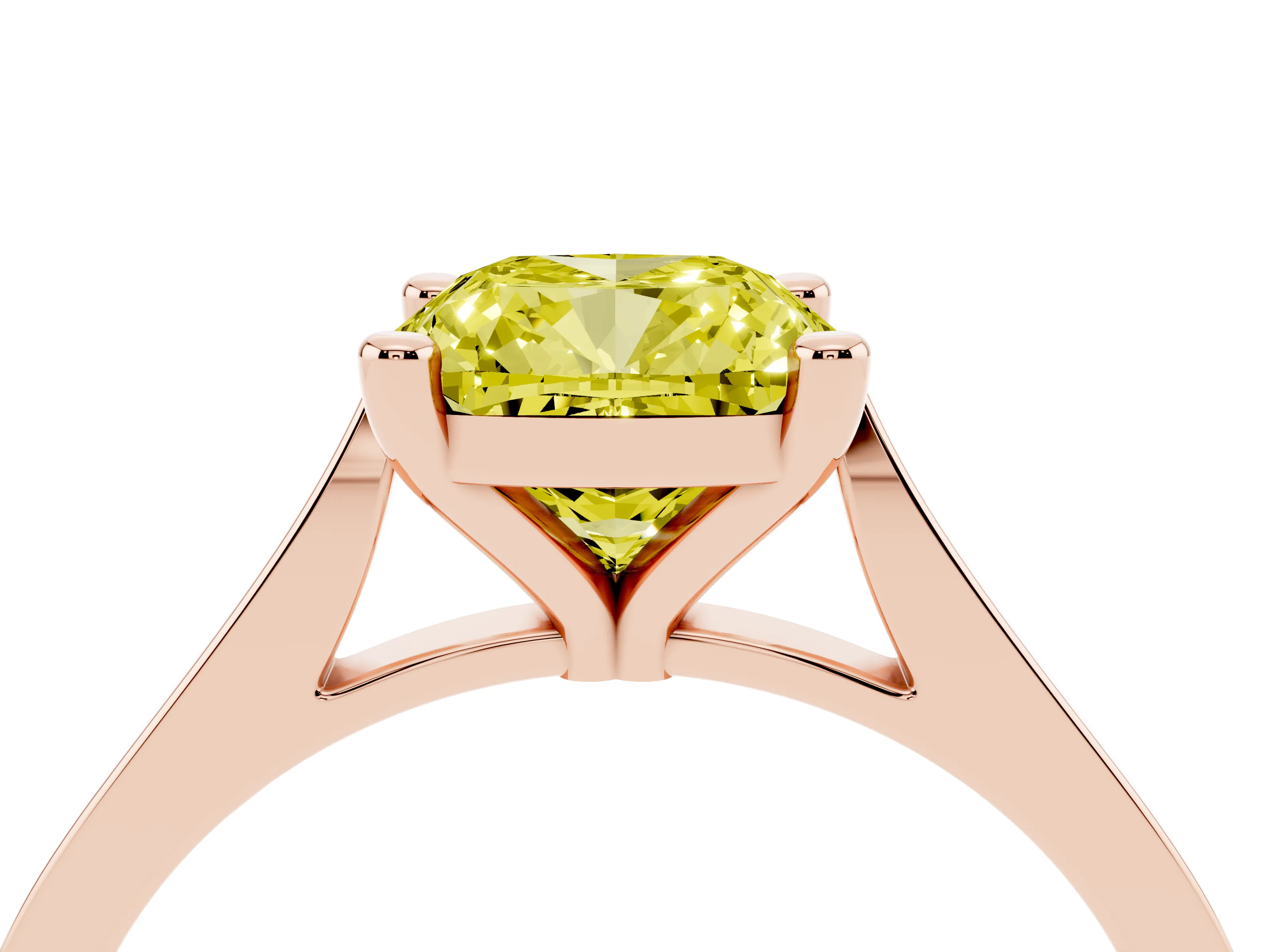 Cushion Cut Engagement Ring Setting for a Fancy Yellow Lab-Grown Diamond | Rose Gold - Design NV-24611