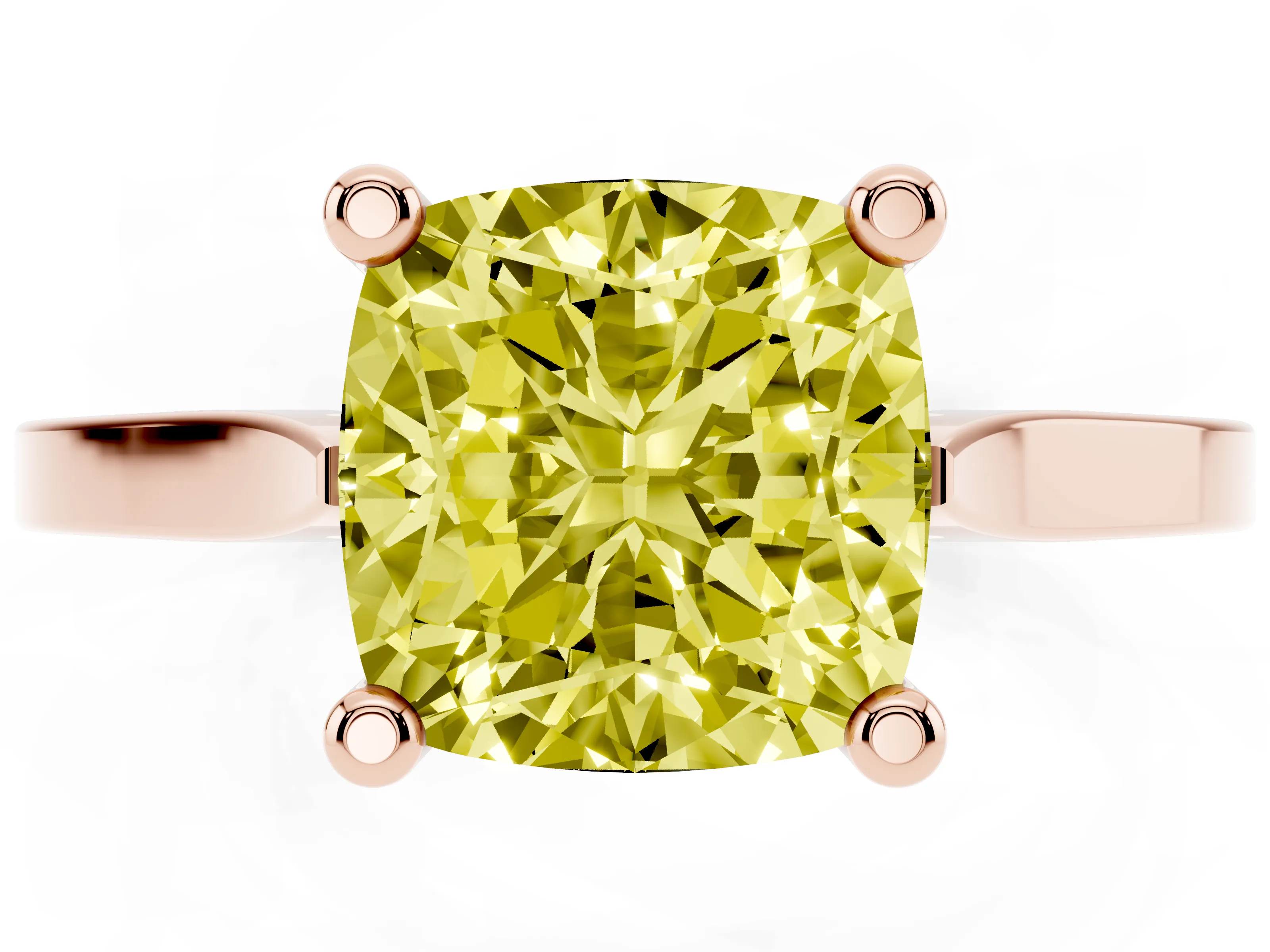 Cushion Cut Engagement Ring Setting for a Fancy Yellow Lab-Grown Diamond | Rose Gold - Design NV-24611