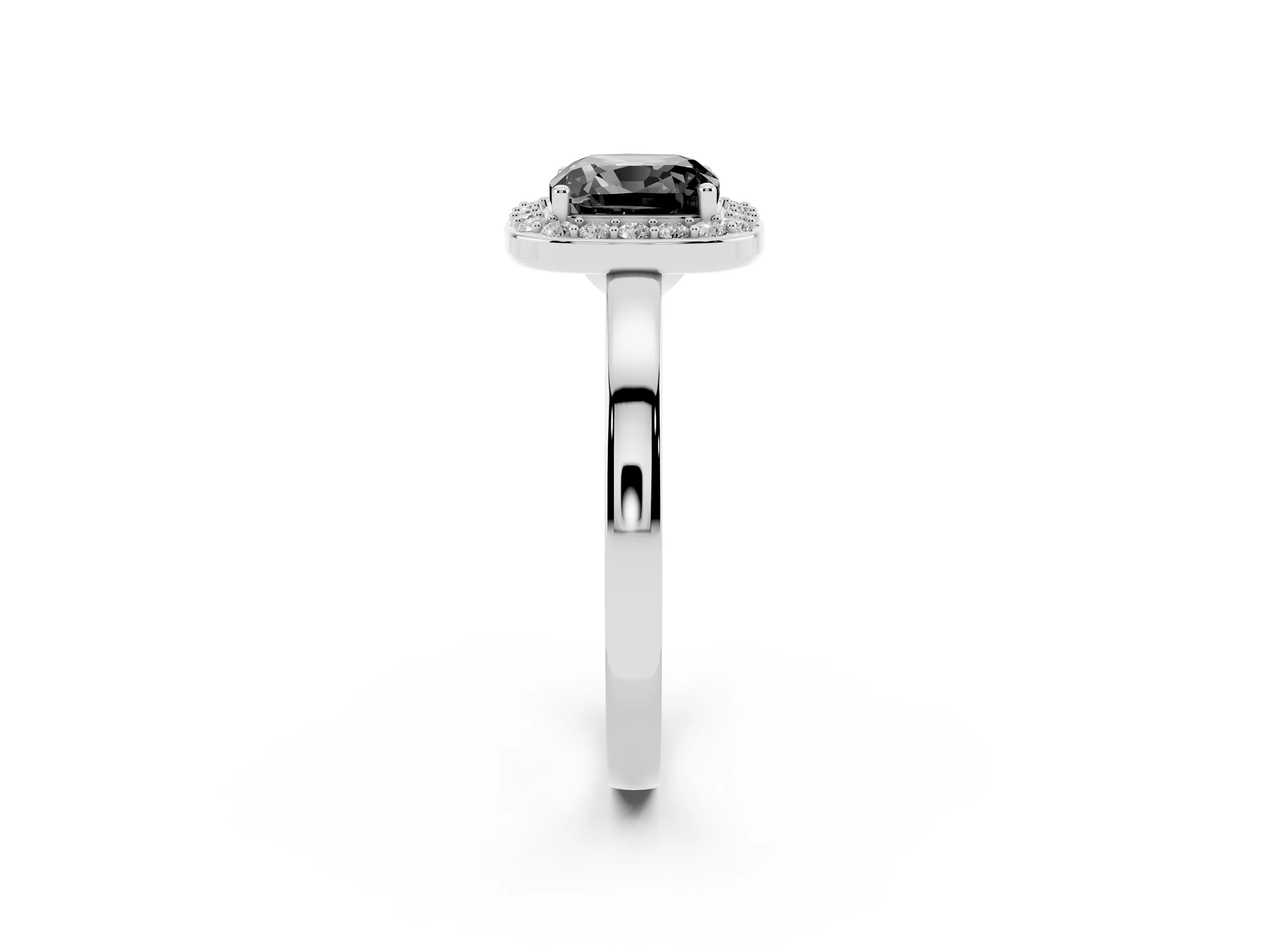 Fancy Black Cushion Cut Diamond Halo Ring Set in Platinum with Solitaire Band and Prong Setting
