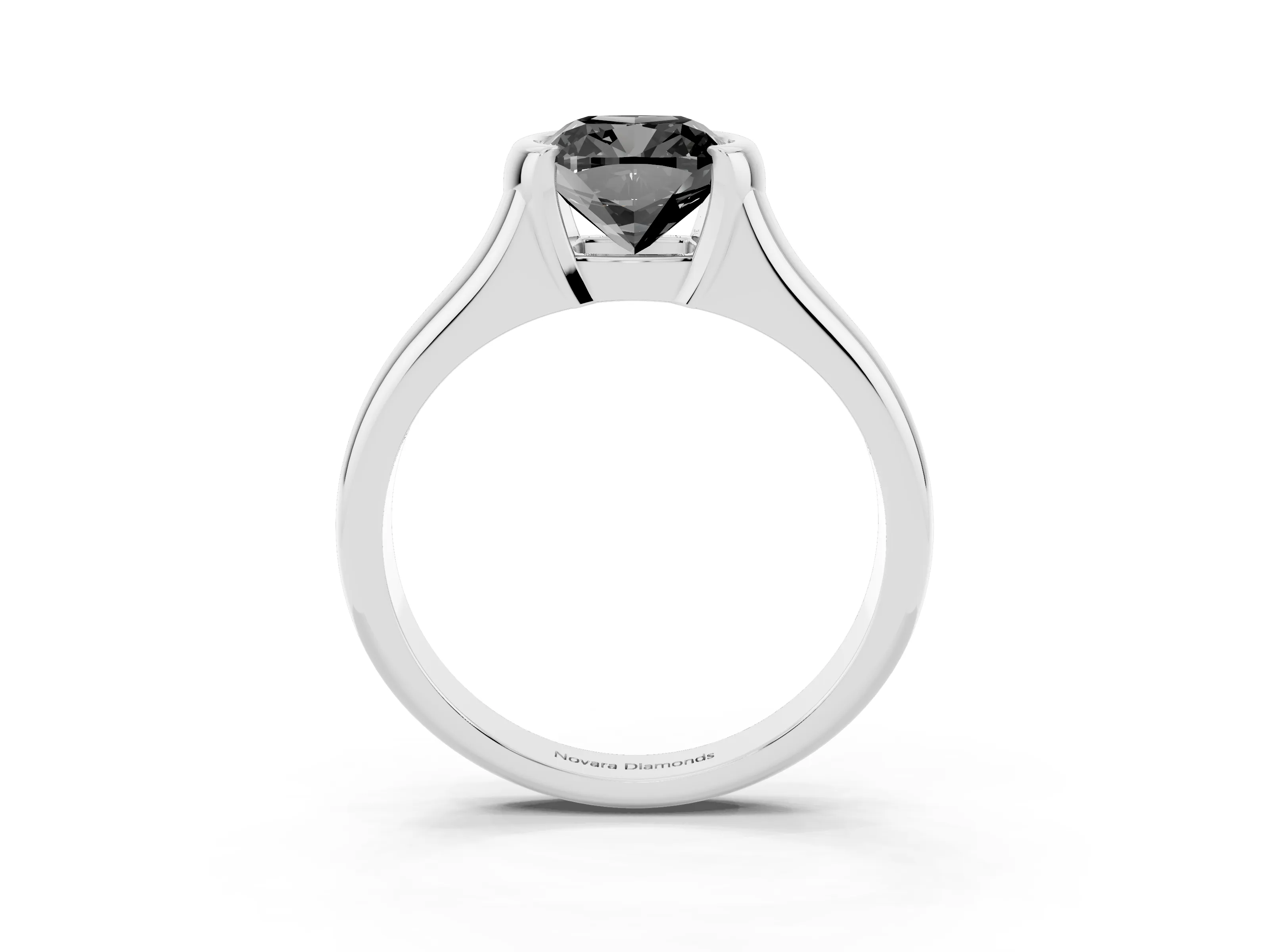 Fancy Black Cushion Cut Diamond Solitaire Tension Set Ring Set in Silver with Split Shank Band