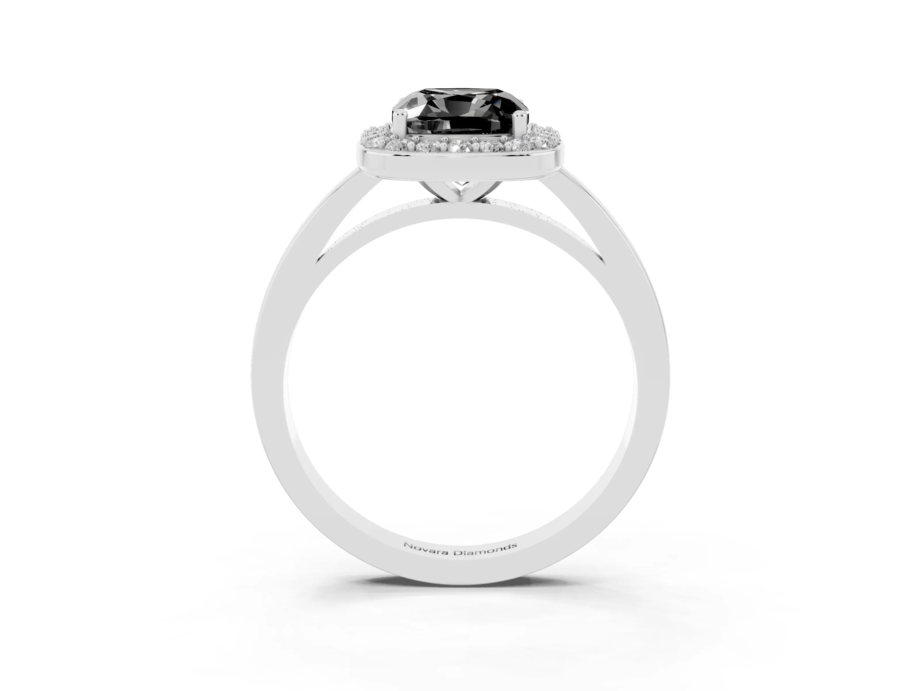 Fancy Black Cushion Cut Diamond Halo Ring Set in Platinum with Solitaire Band and Prong Setting