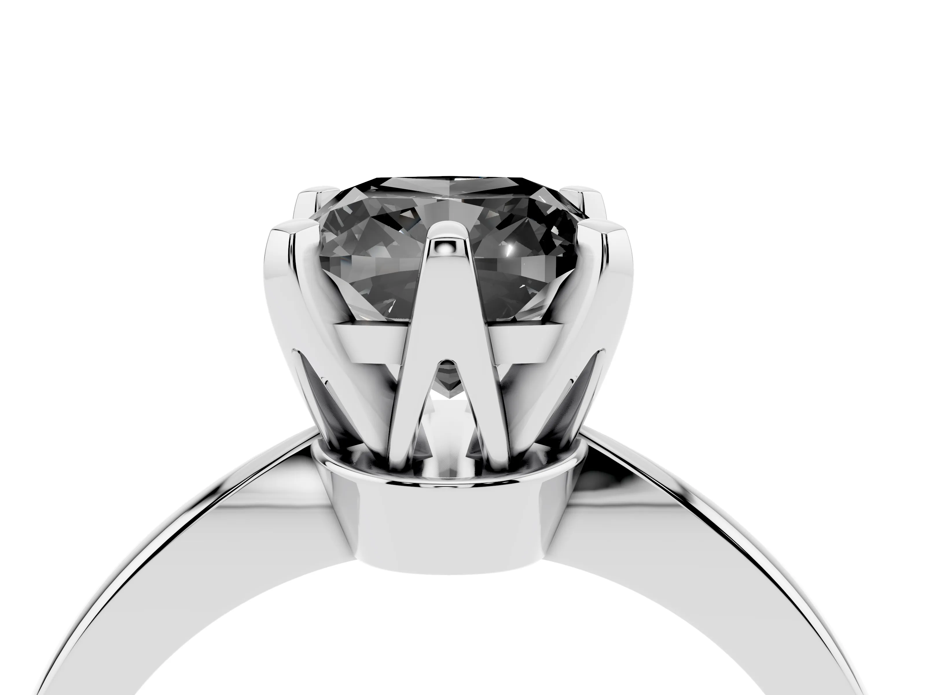 Fancy Black Cushion Cut Diamond Solitaire Engagement Ring Set in White gold with Slim Tapered Solitaire Band