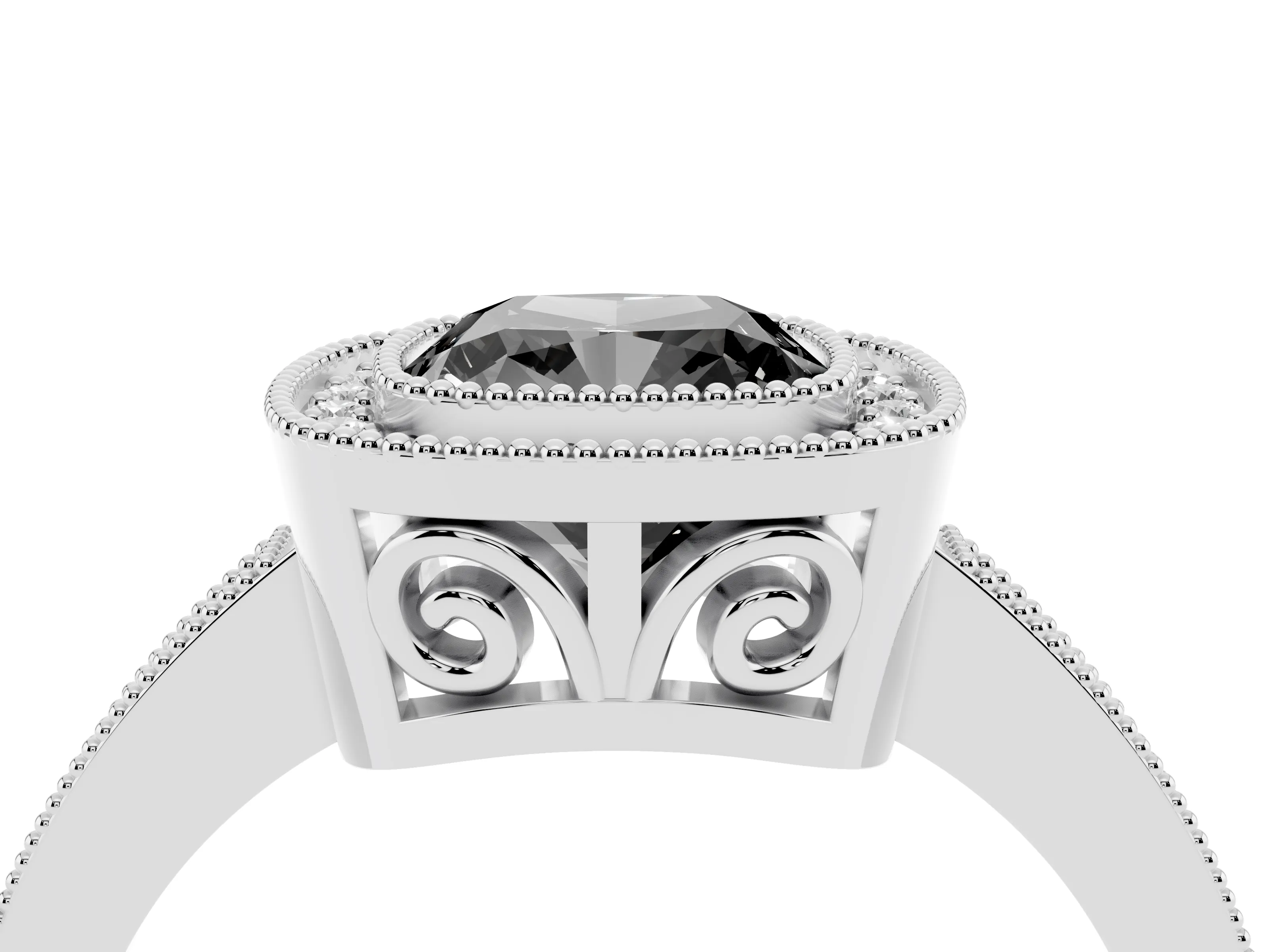 Fancy Black Cushion Cut Diamond Round Halo Ring Set in Platinum with Pavé Band