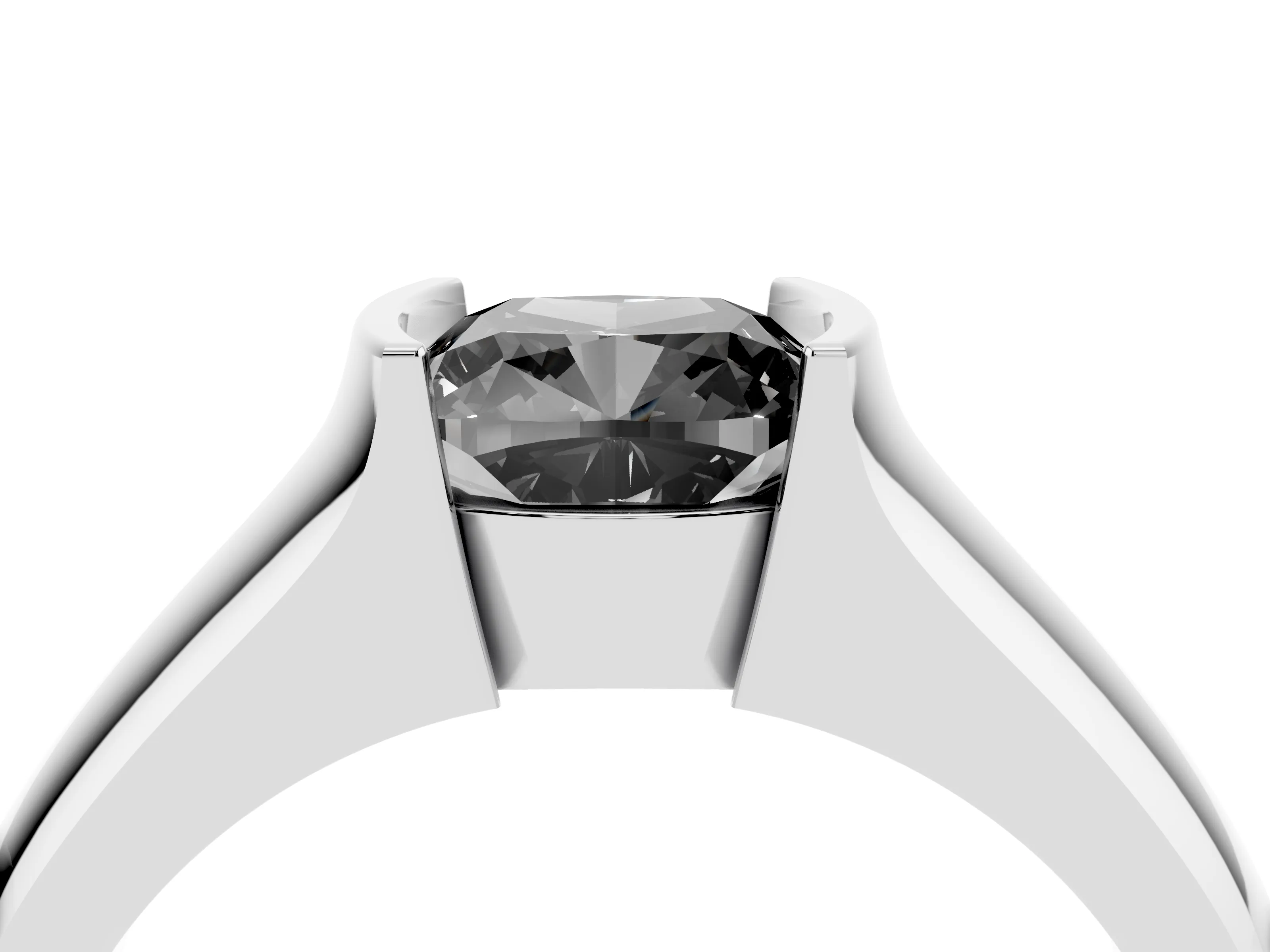 Fancy Black Cushion Cut Diamond Bezel Solitaire Ring Set in Platinum with Wide Band