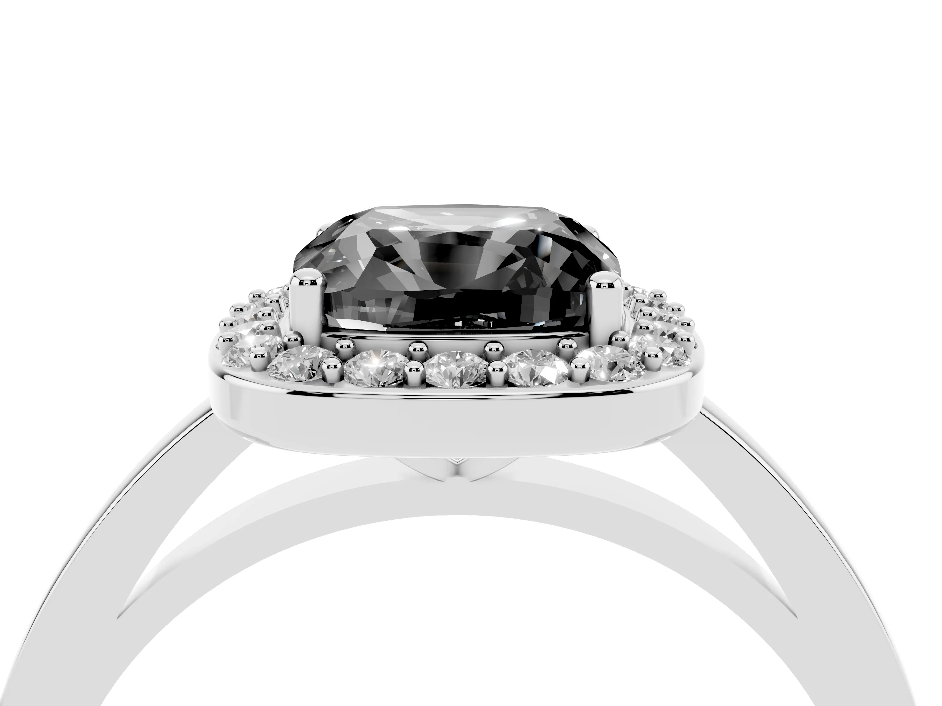 Fancy Black Cushion Cut Diamond Halo Ring Set in Platinum with Solitaire Band and Prong Setting