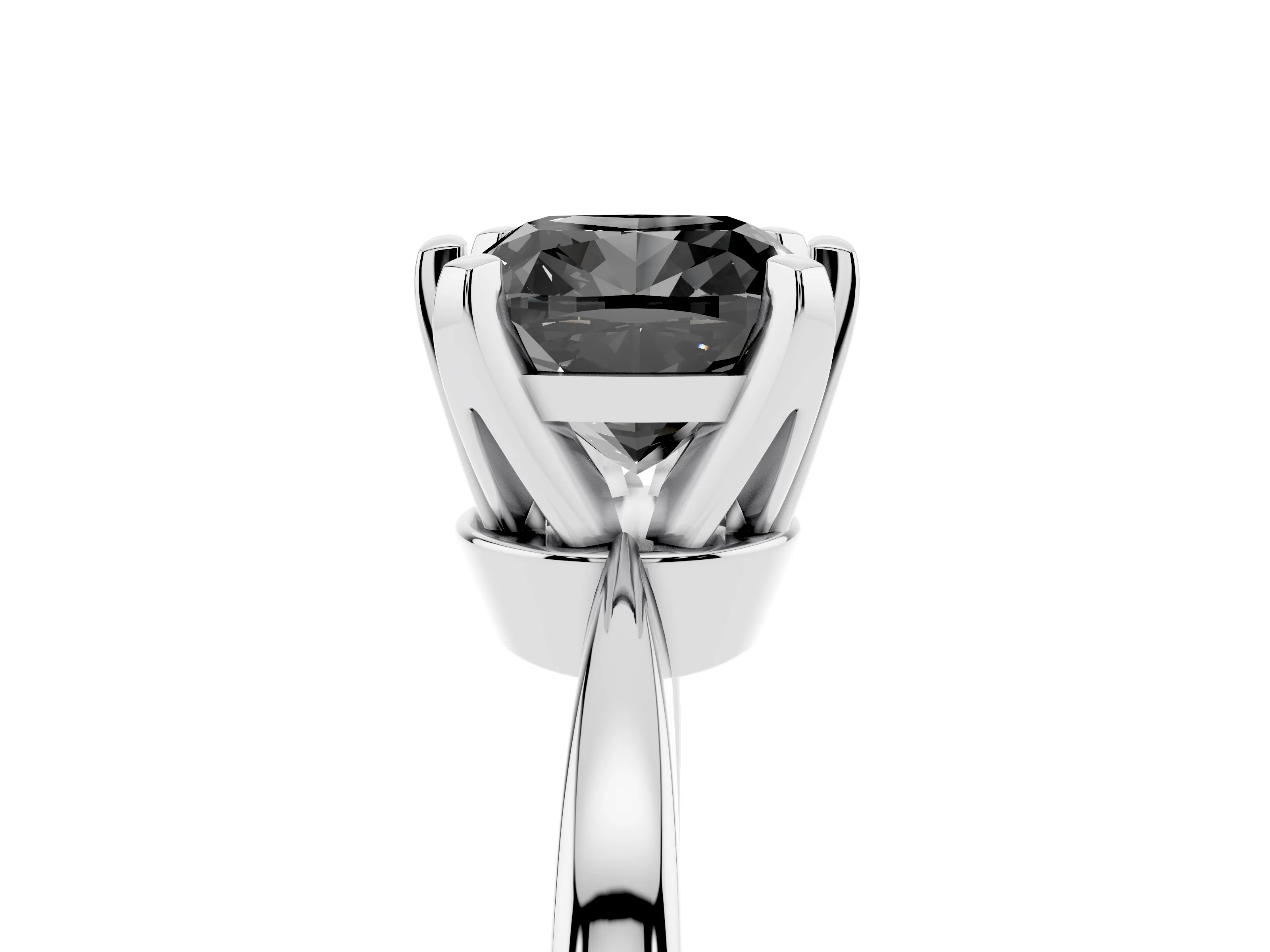 Fancy Black Cushion Cut Diamond Solitaire Engagement Ring Set in White gold with Slim Tapered Solitaire Band