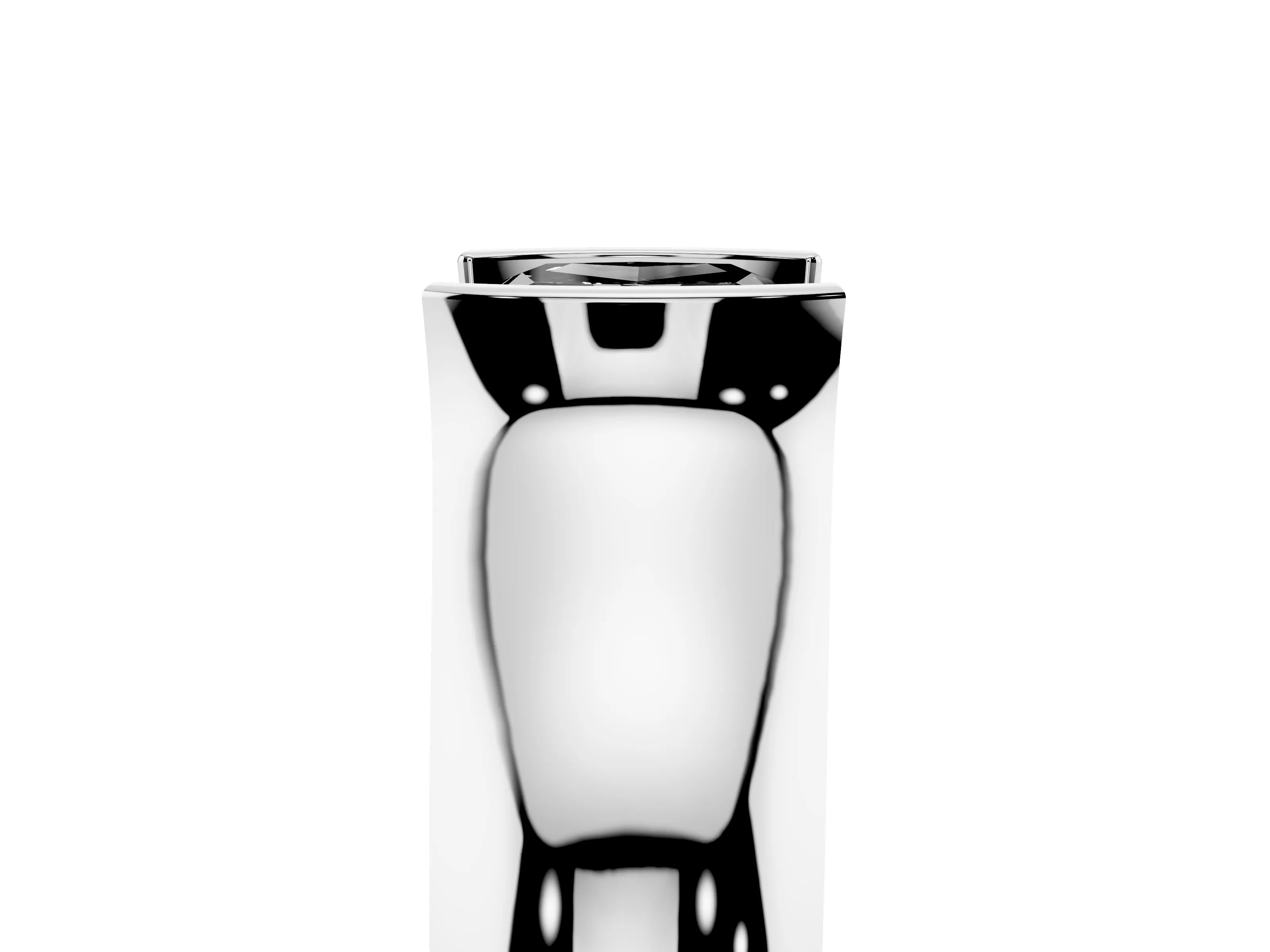 Fancy Black Cushion Cut Diamond Bezel Solitaire Ring Set in Platinum with Wide Band