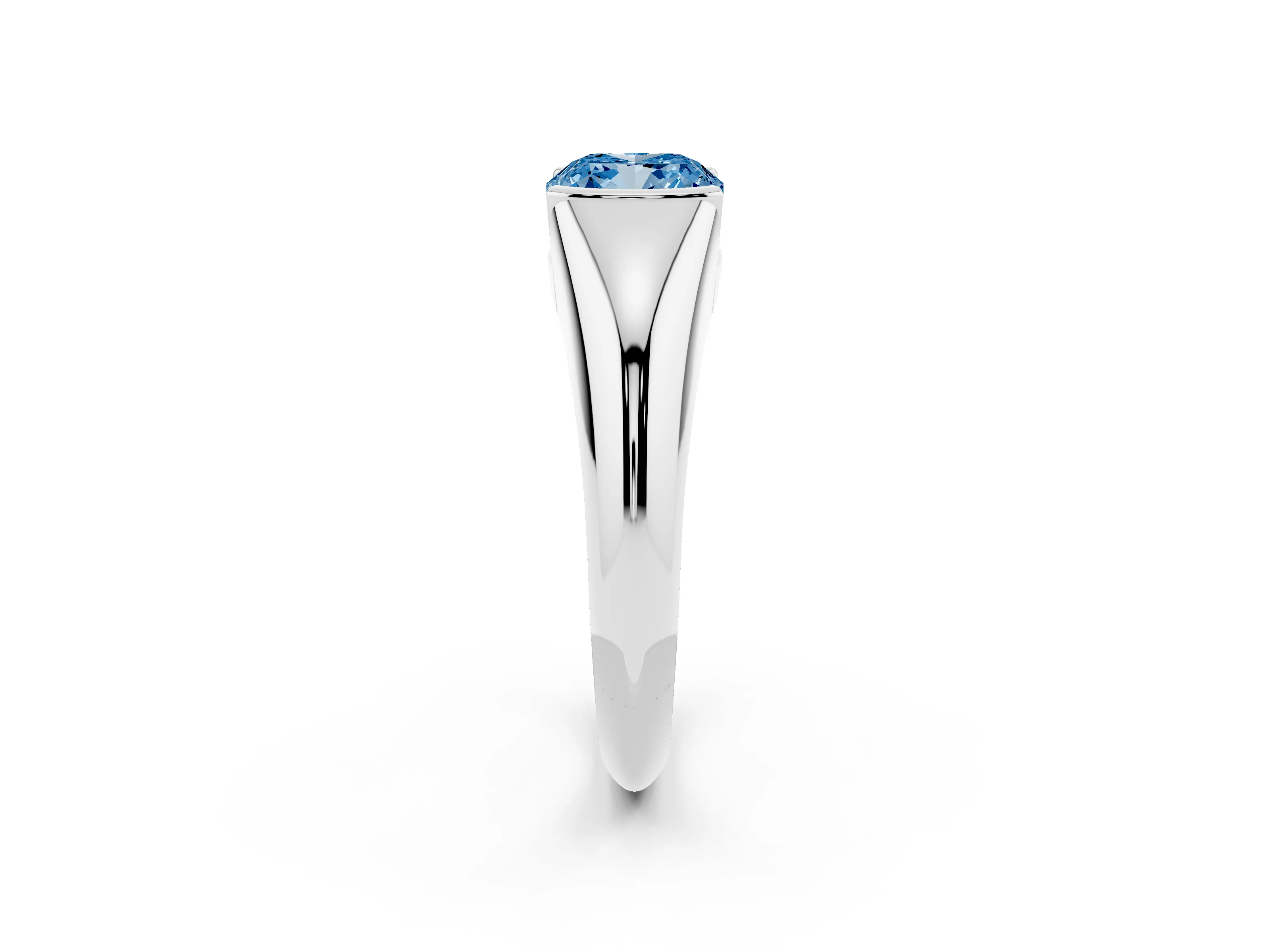 Fancy Blue Cushion Cut Diamond Solitaire Tension Set Ring Set in White gold
