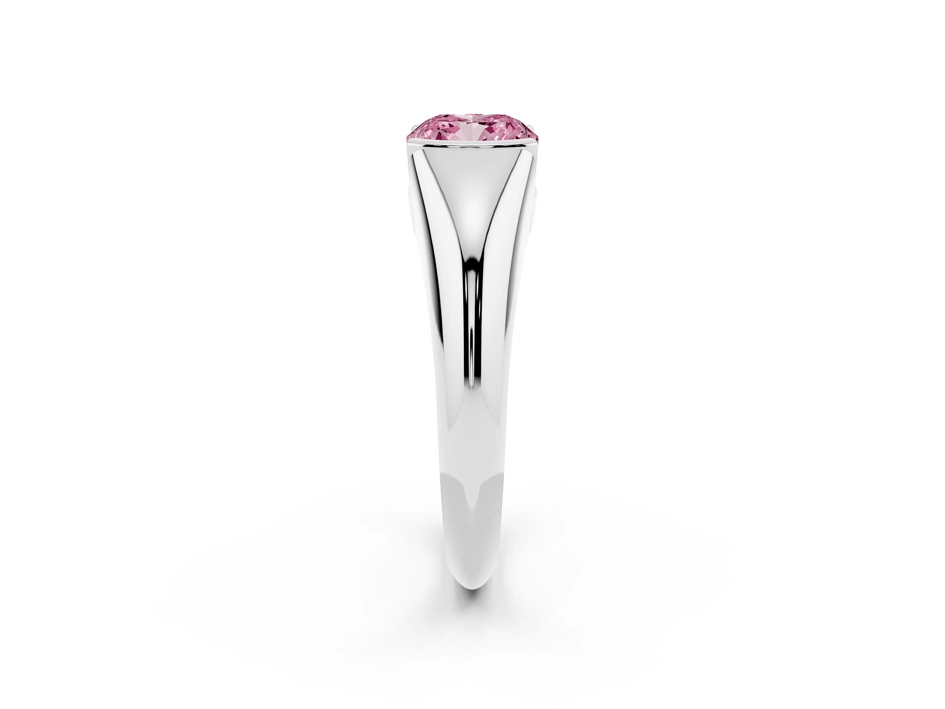 Fancy Pink Cushion Cut Diamond Solitaire Tension Set Ring Set in White gold